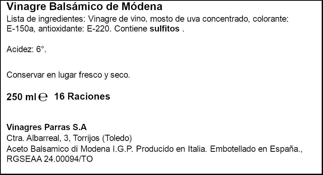 Vinagre modena cristal Parras 250ml
