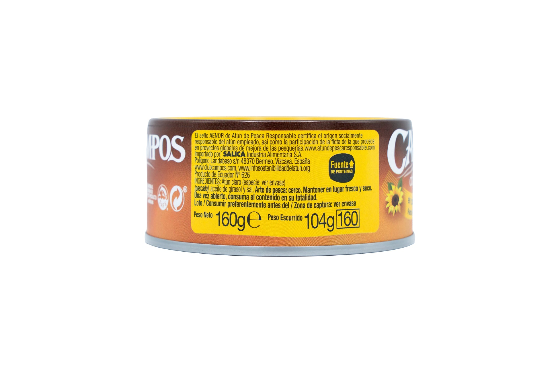 Atun claro aceite girasol lata Campos 104g escurr