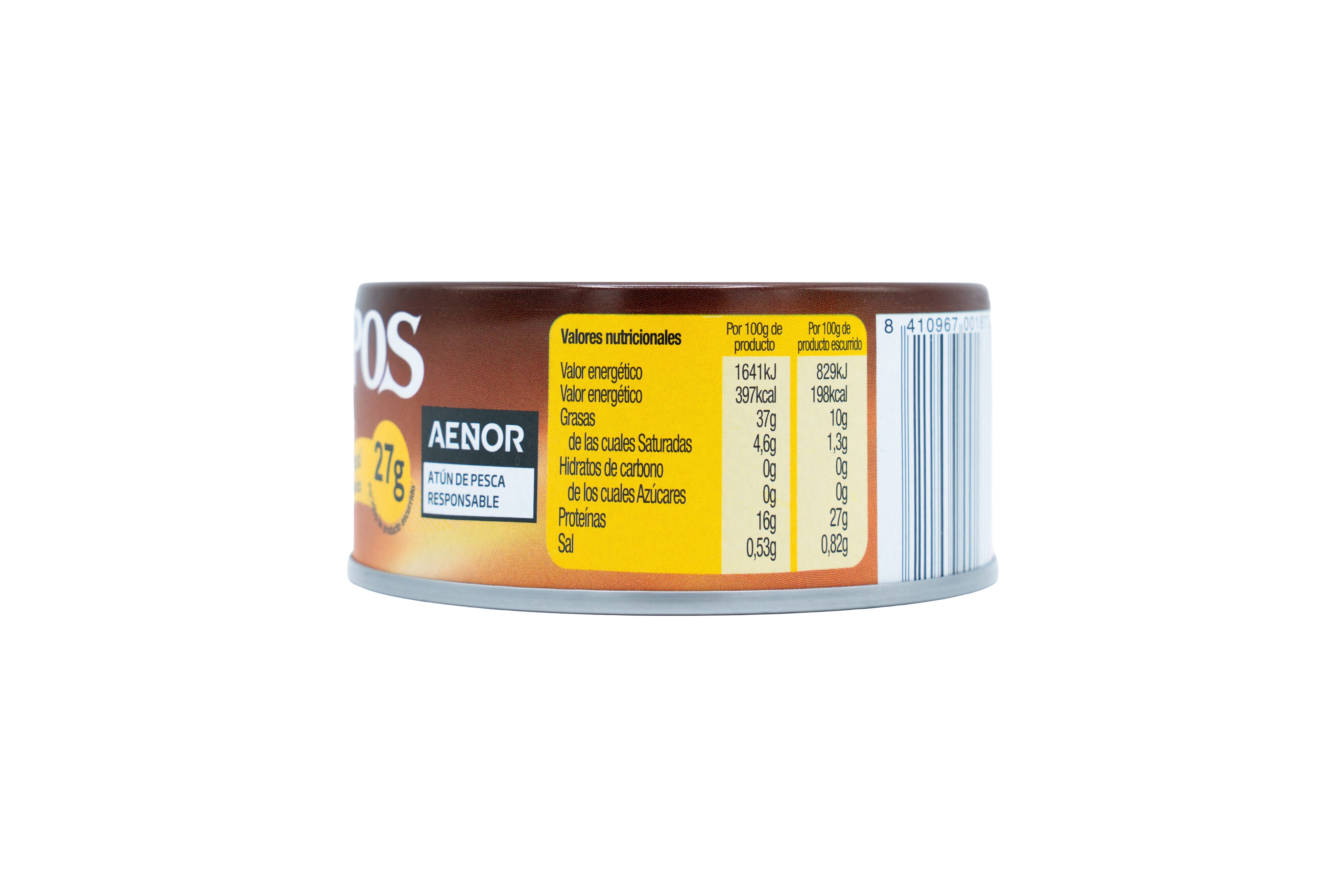 Atun claro aceite girasol lata Campos 104g escurr