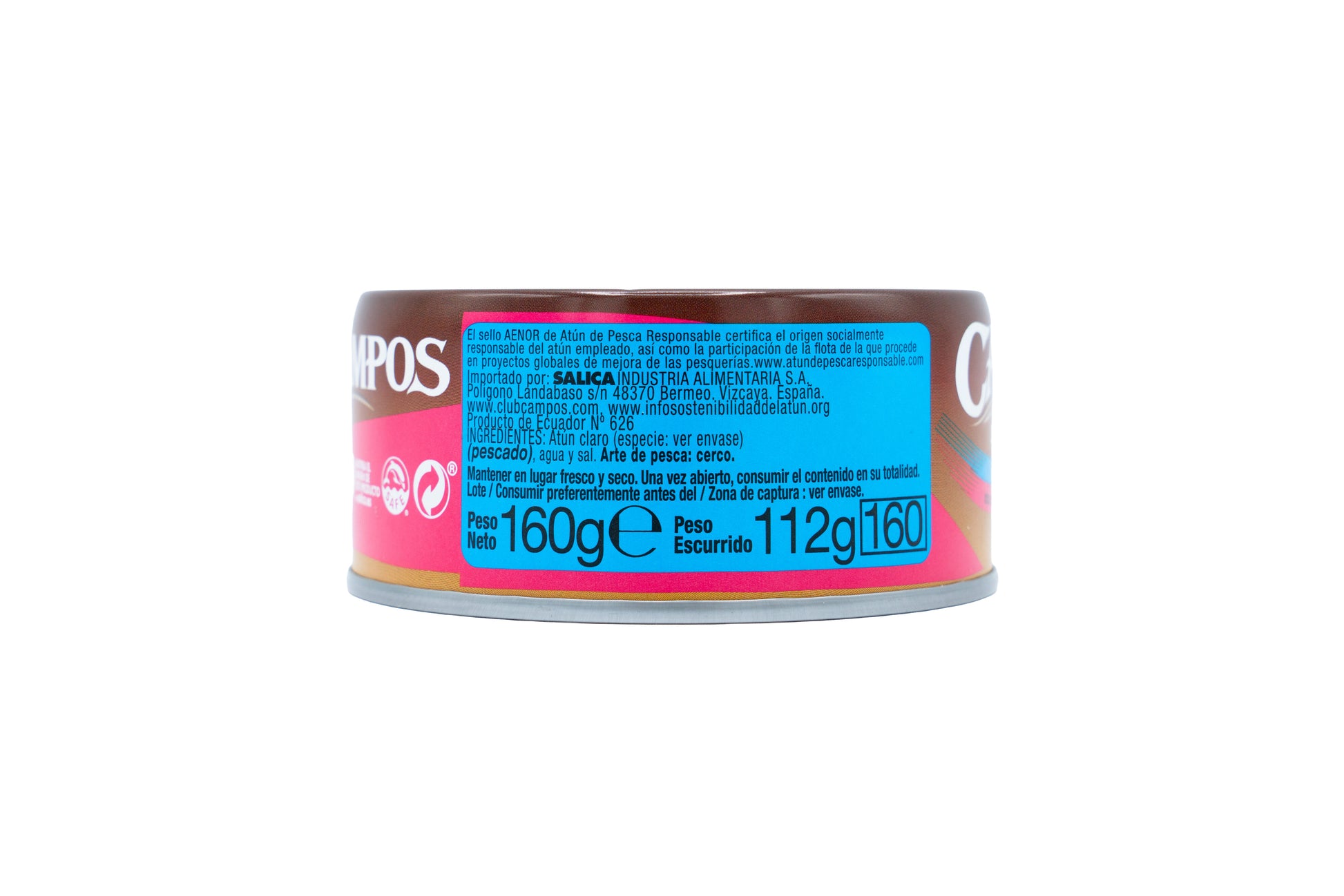 Atun claro natural lata Campos 112g escurr