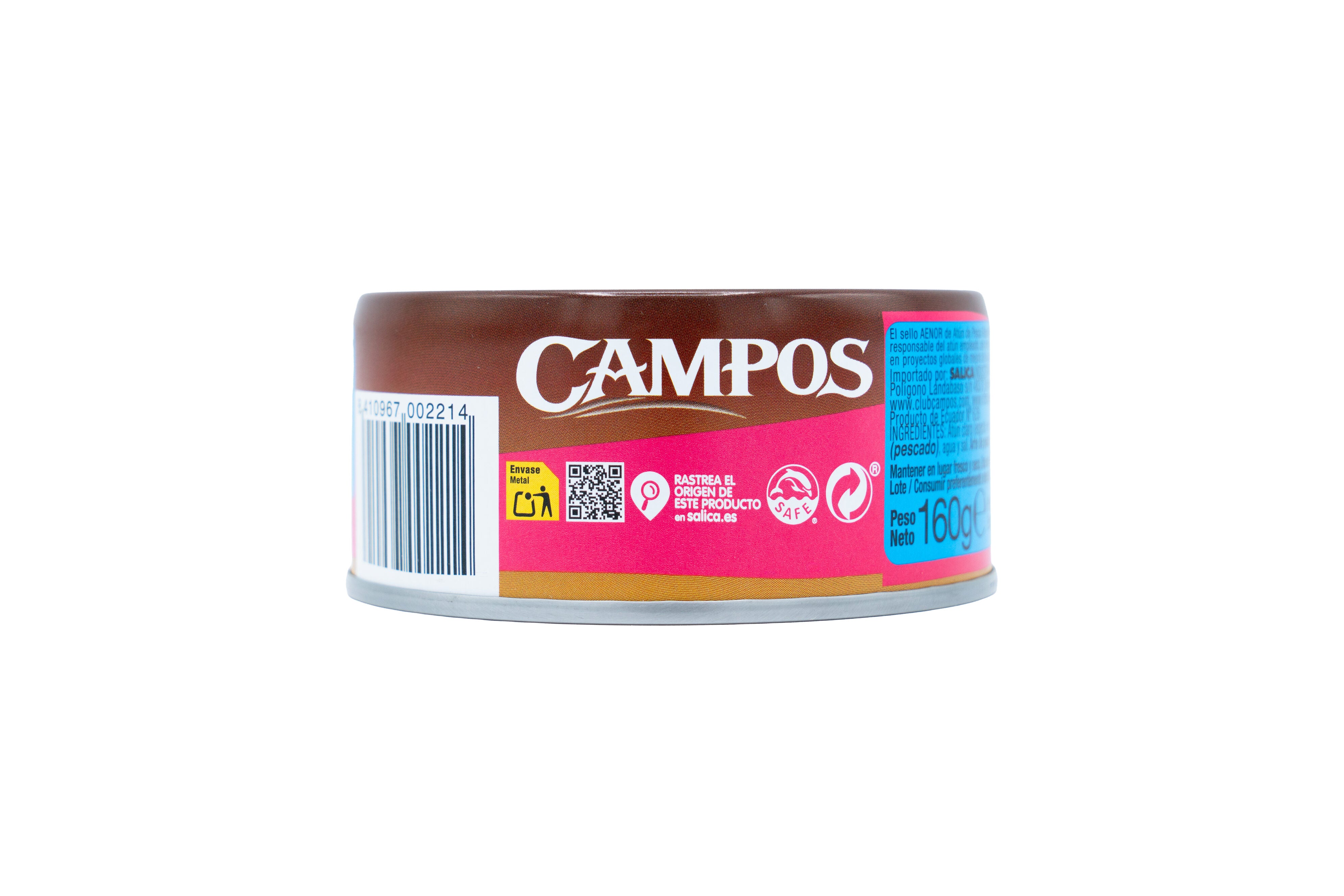 Atun claro natural lata Campos 112g escurr