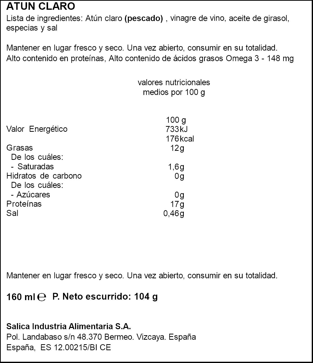 Atun claro escabeche lata Campos 104g escurr