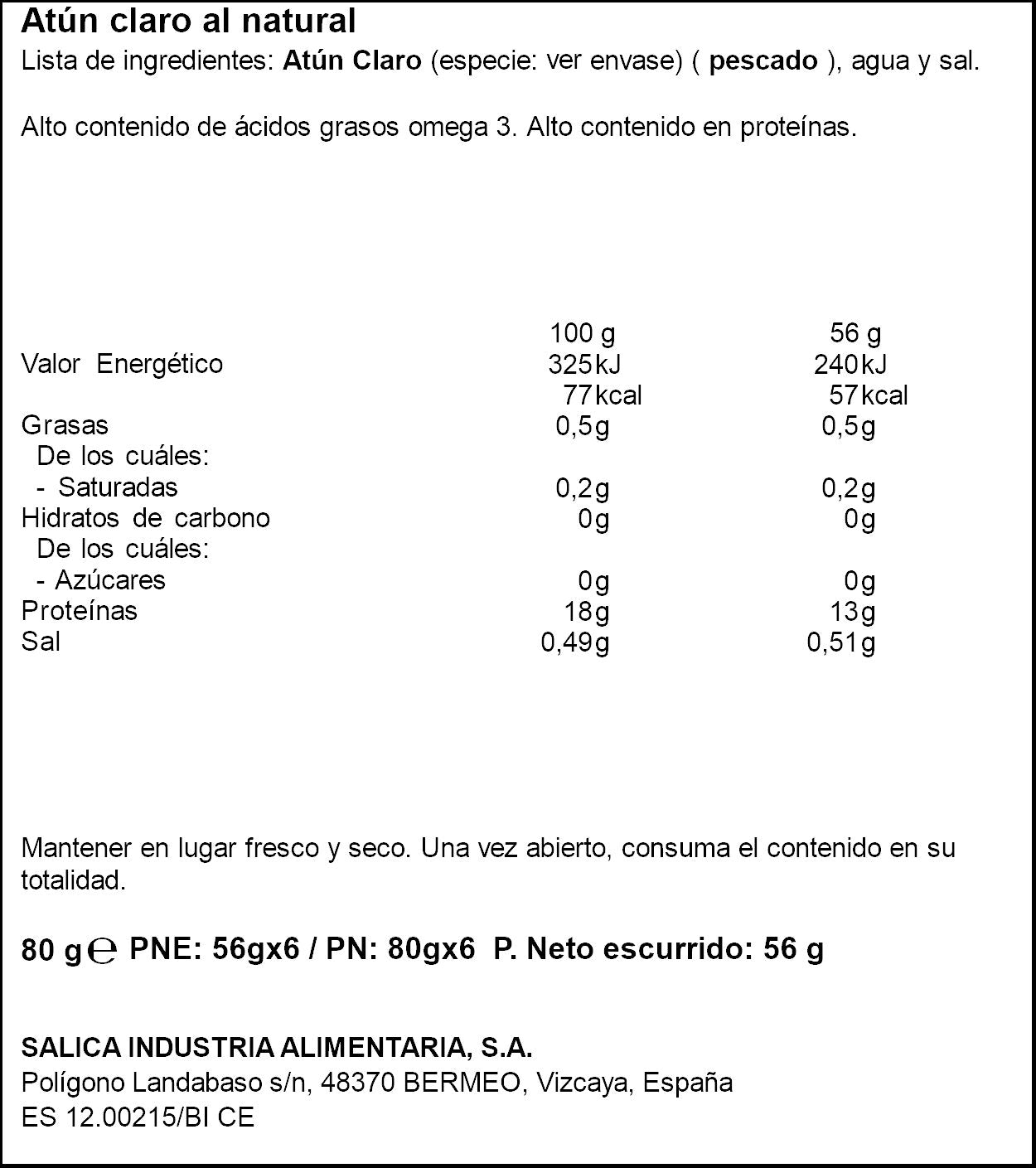 Atun claro natural Campos p6x85g
