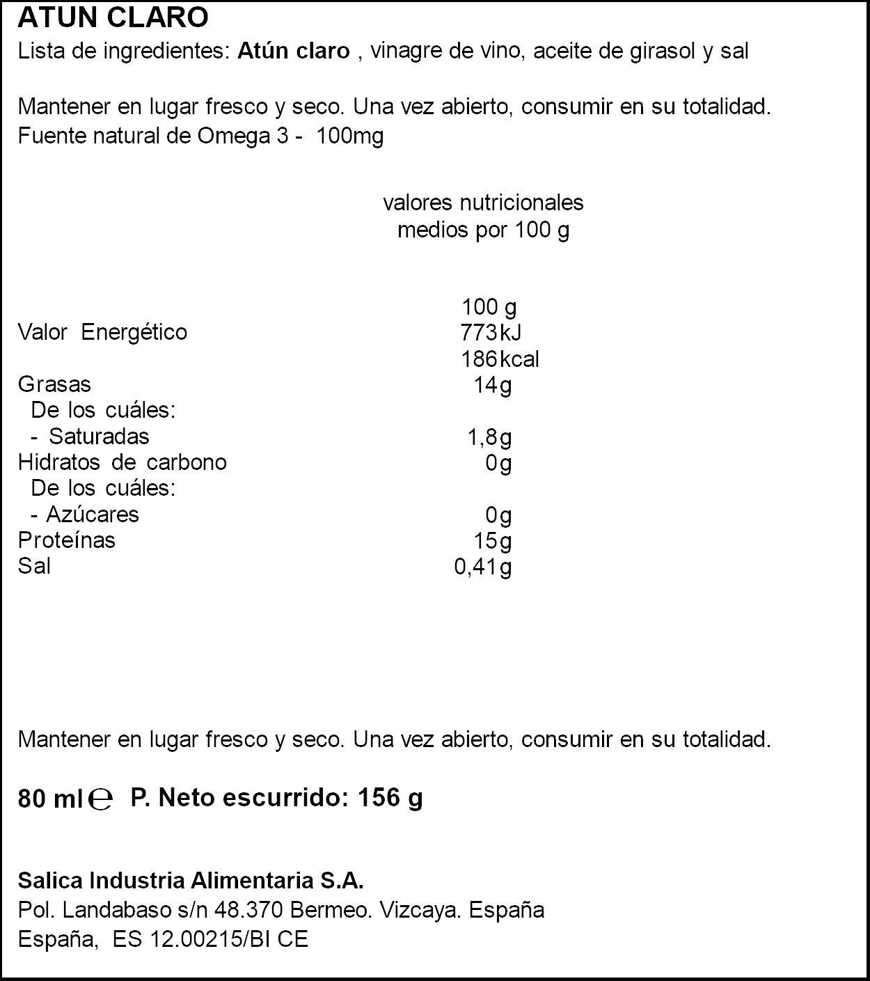 Atun claro escabeche lata Campos p3 56g/u escurr