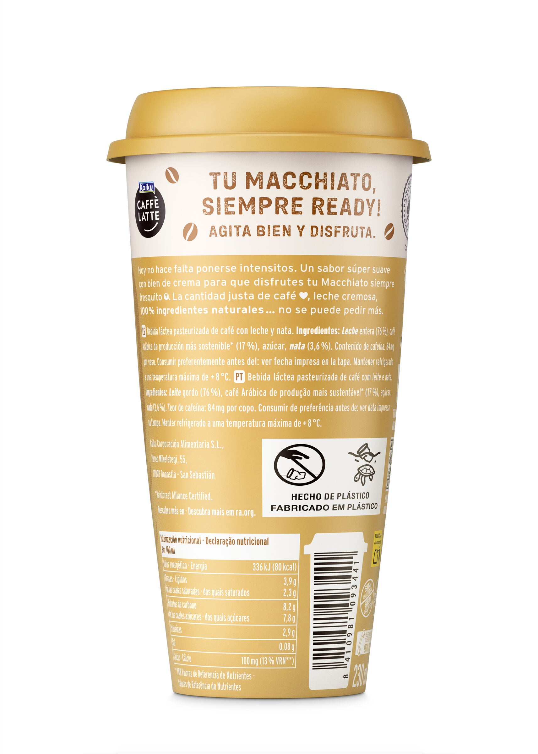 Café latte c/ crema machiatto Kaiku 230ml