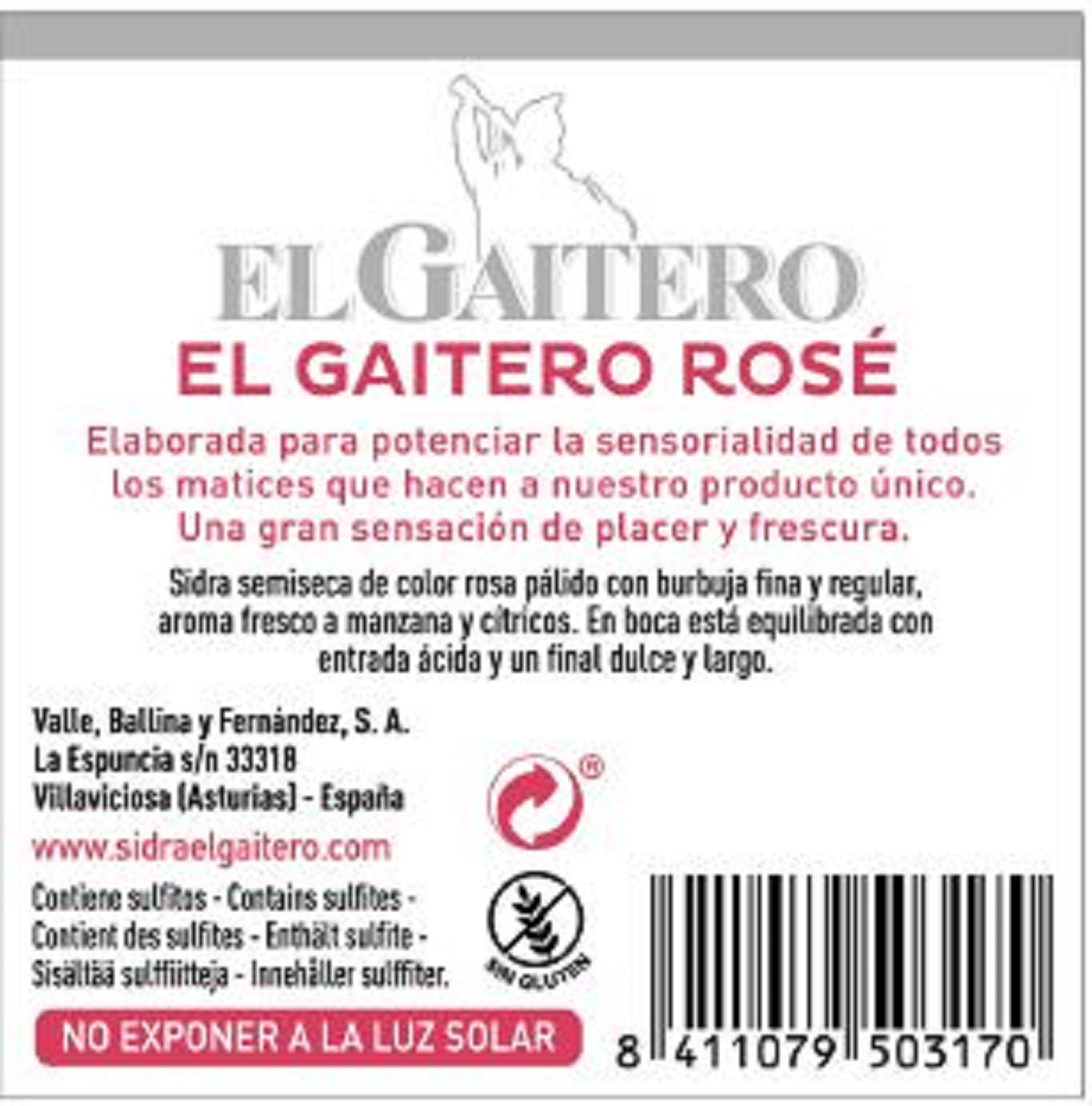 Sidra rosé cristal El gaitero 750ml