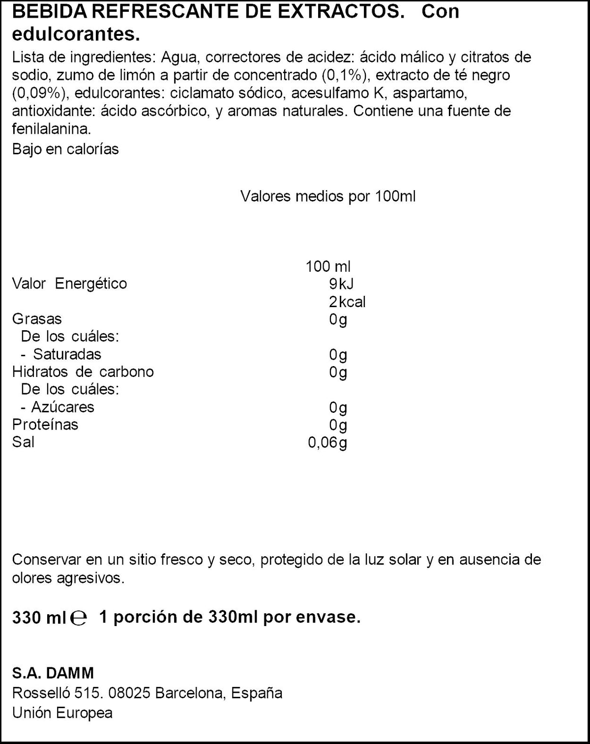 Refresco te limon s/az lata Nestea 330ml