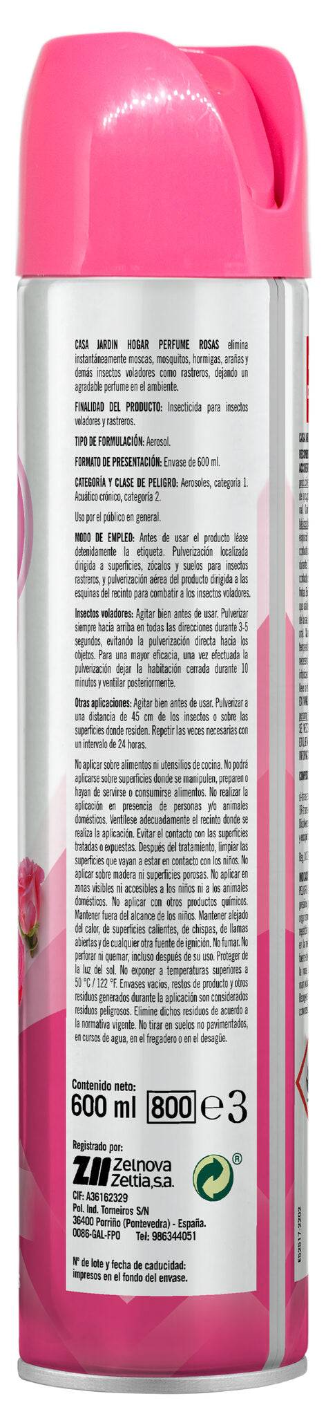 Insecticida hogar rosa Casa jardin 600ml
