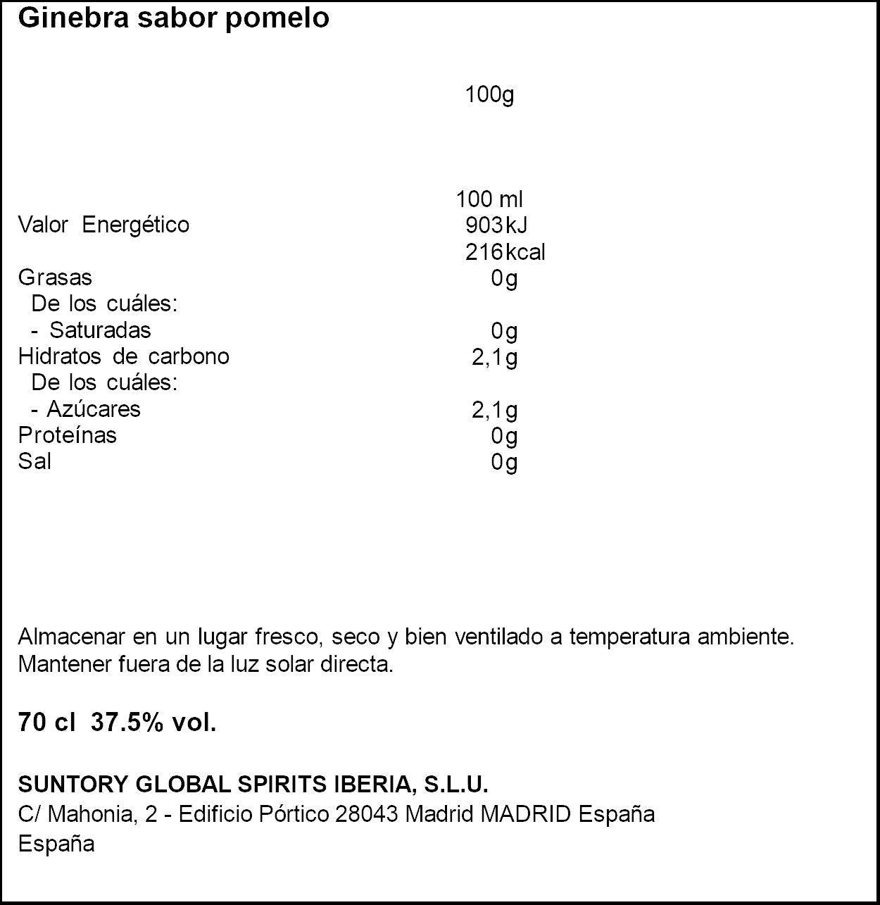 Ginebra pomelo Larios 700ml