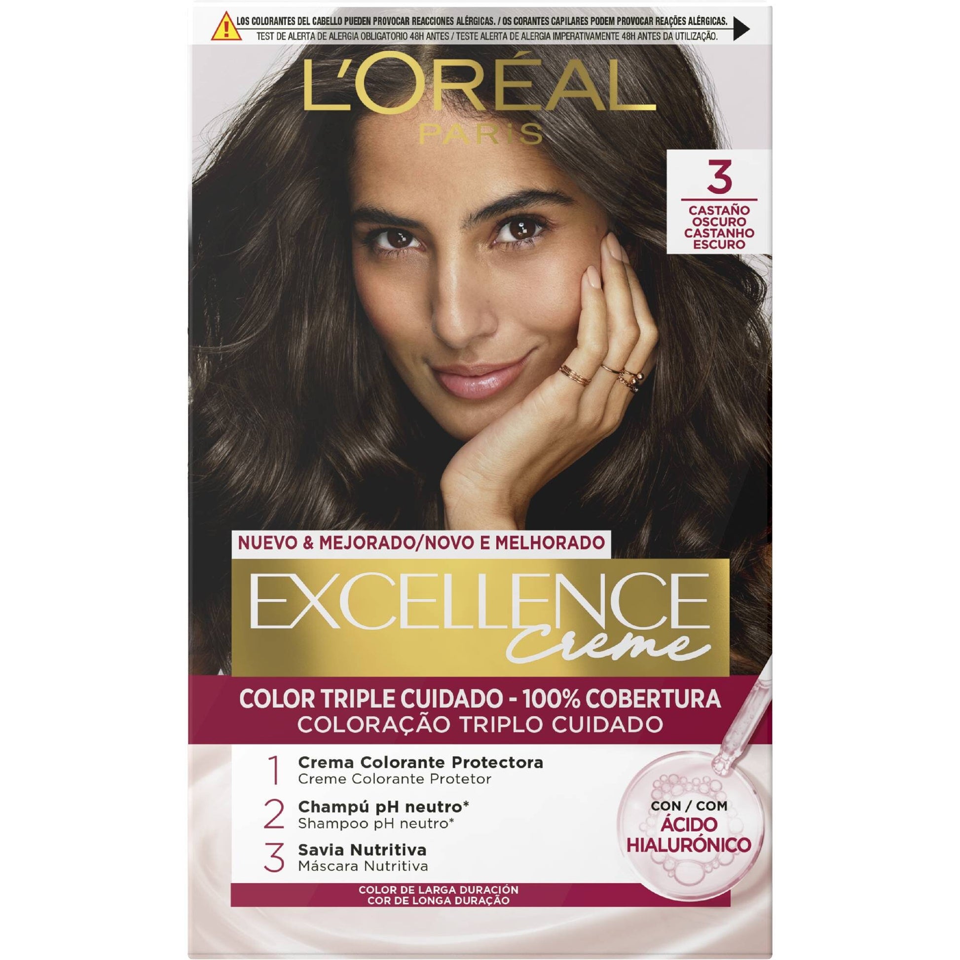 Tinte castaño oscuro 3 Excellence l'oreal 1u