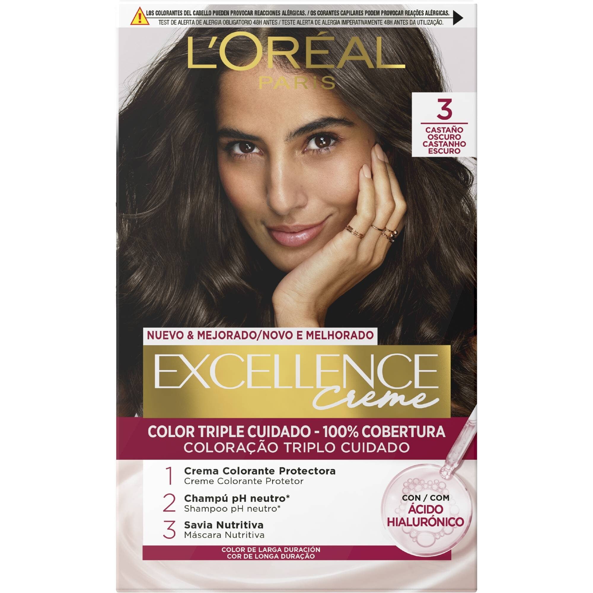 Tinte castaño oscuro 3 Excellence l'oreal 1u
