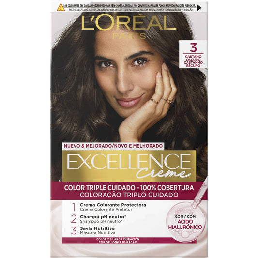 Tinte castaño oscuro 3 Excellence l'oreal 1u La Despensa