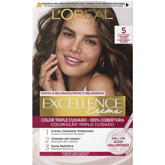 Tinte castaño claro 5 Excellence l'oreal 1u La Despensa