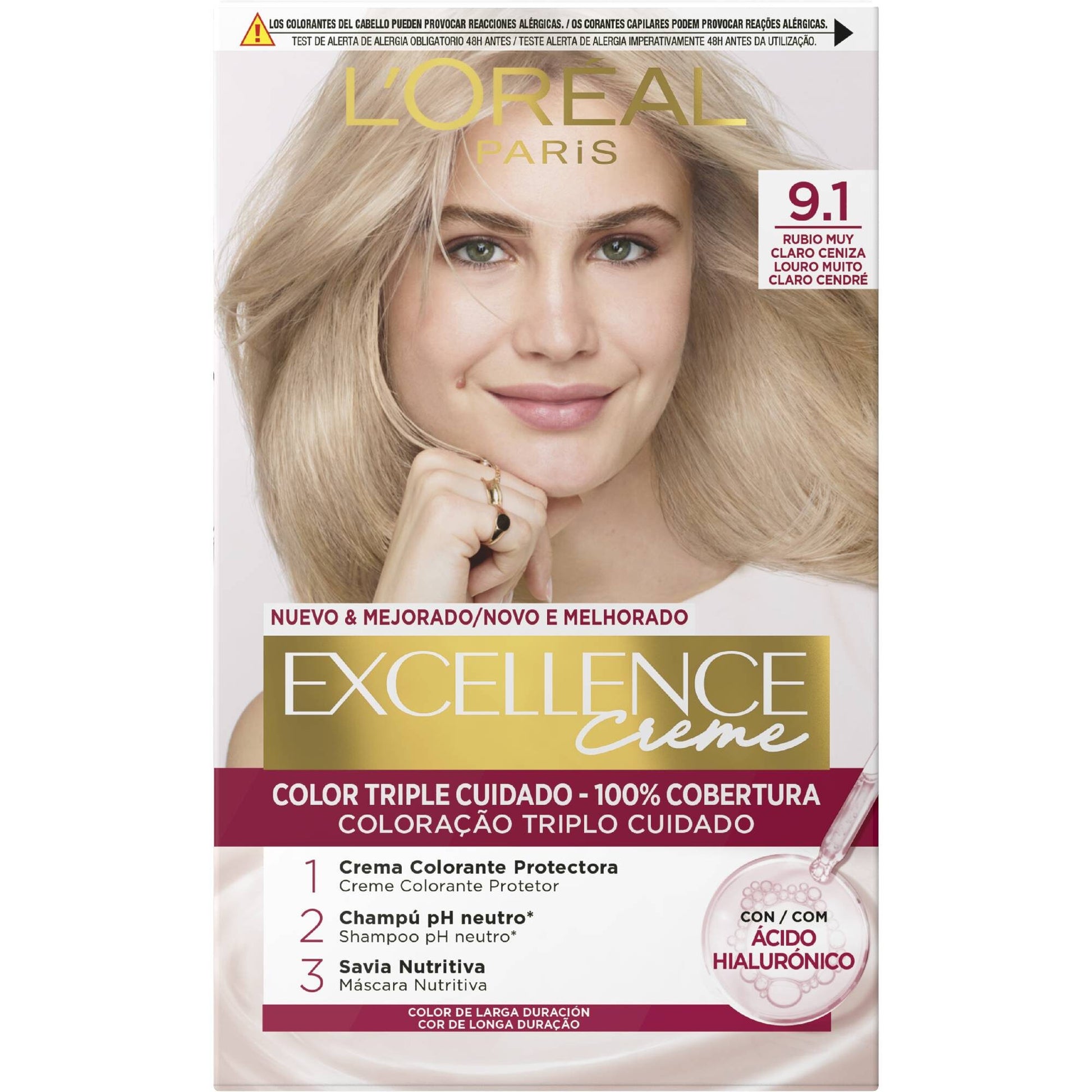 Tinte rubio claro 9.1 Excellence l'oreal 1u