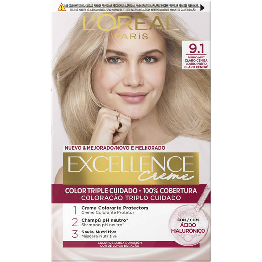 Tinte rubio claro 9.1 Excellence l'oreal 1u La Despensa