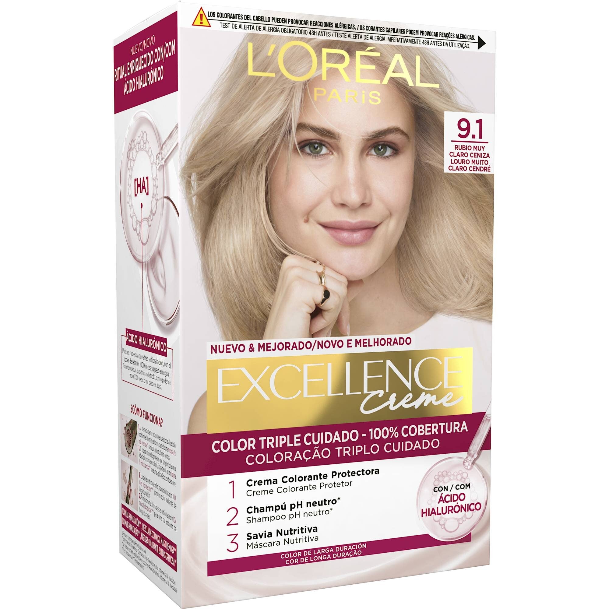 Tinte rubio claro 9.1 Excellence l'oreal 1u
