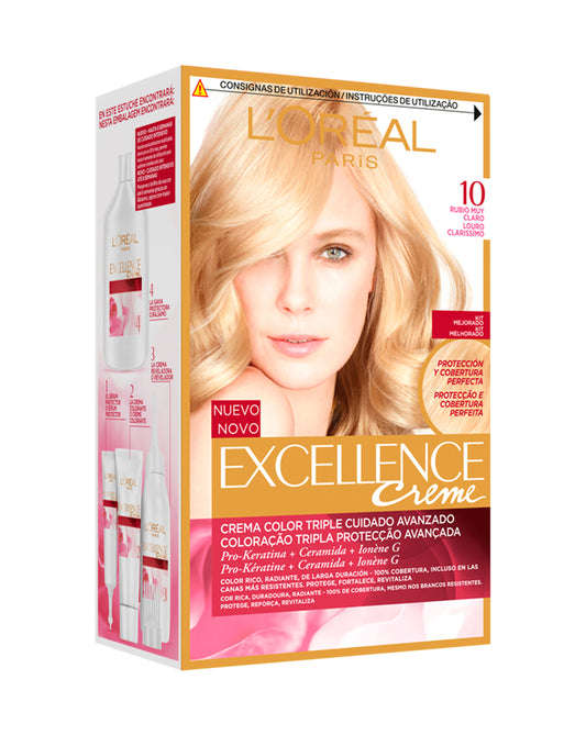 Tinte rubio claro 10 Excellence l'oreal 1u La Despensa