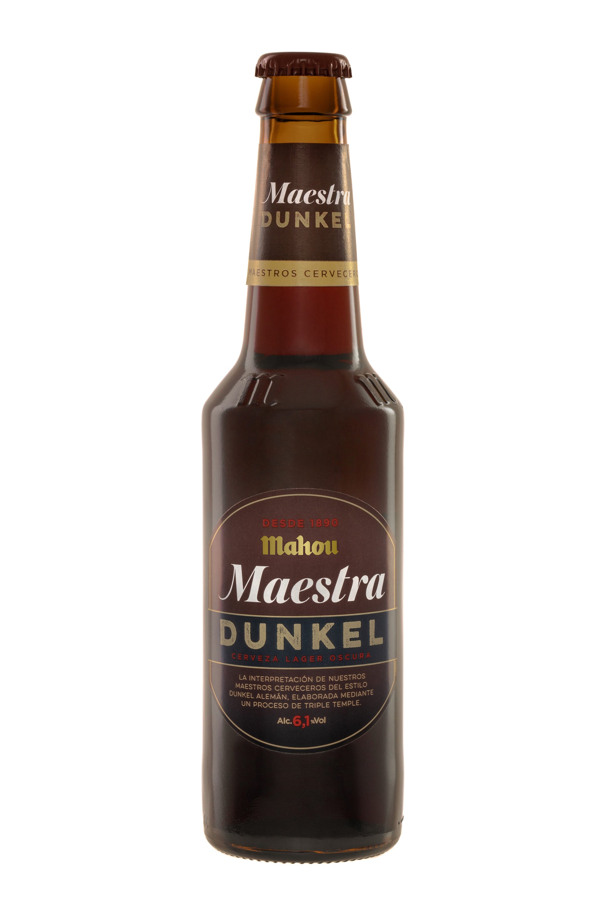 Cerveza dunkel maestra tostada cristal Mahou 330ml