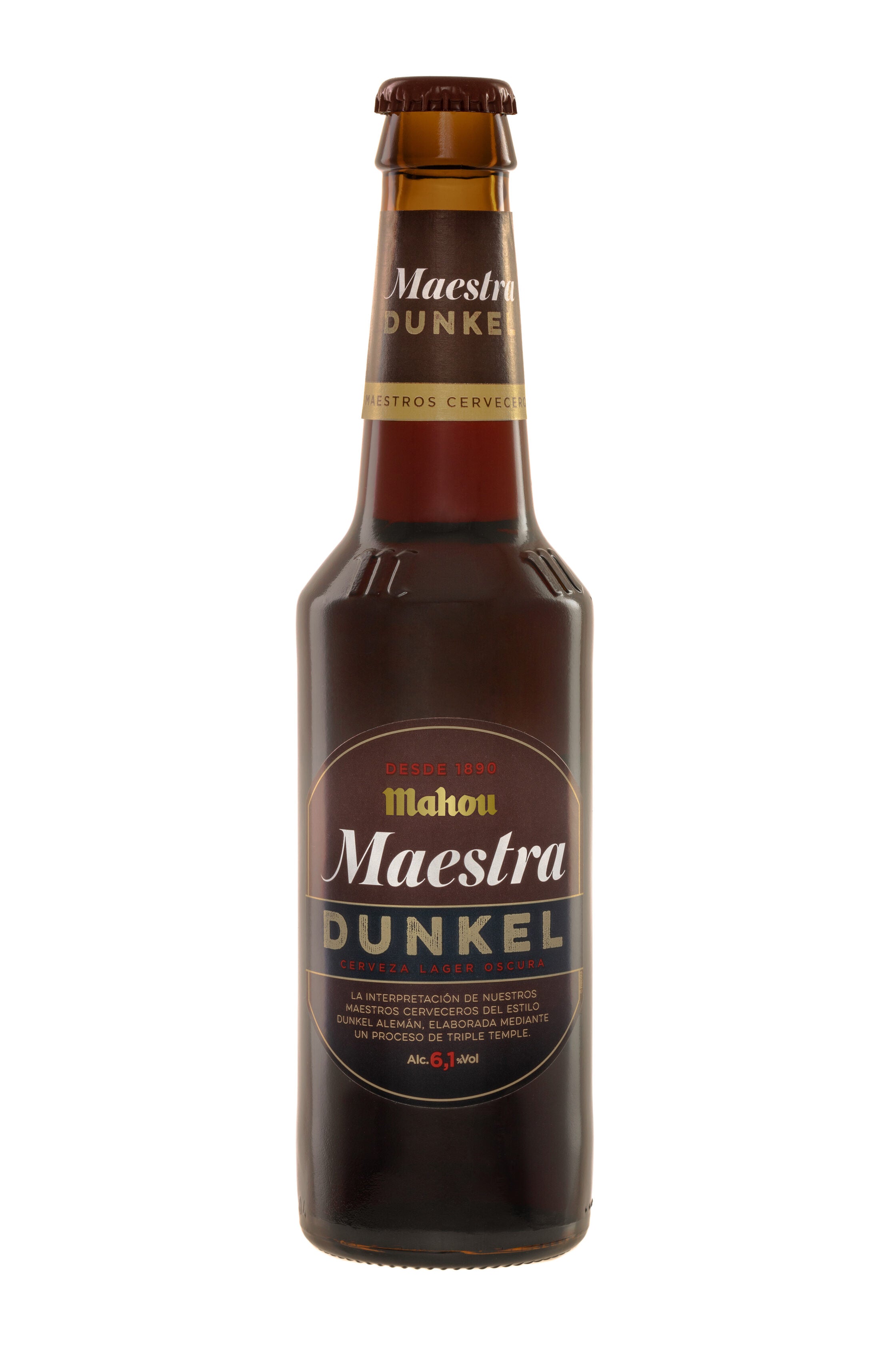Cerveza dunkel maestra tostada cristal Mahou 330ml