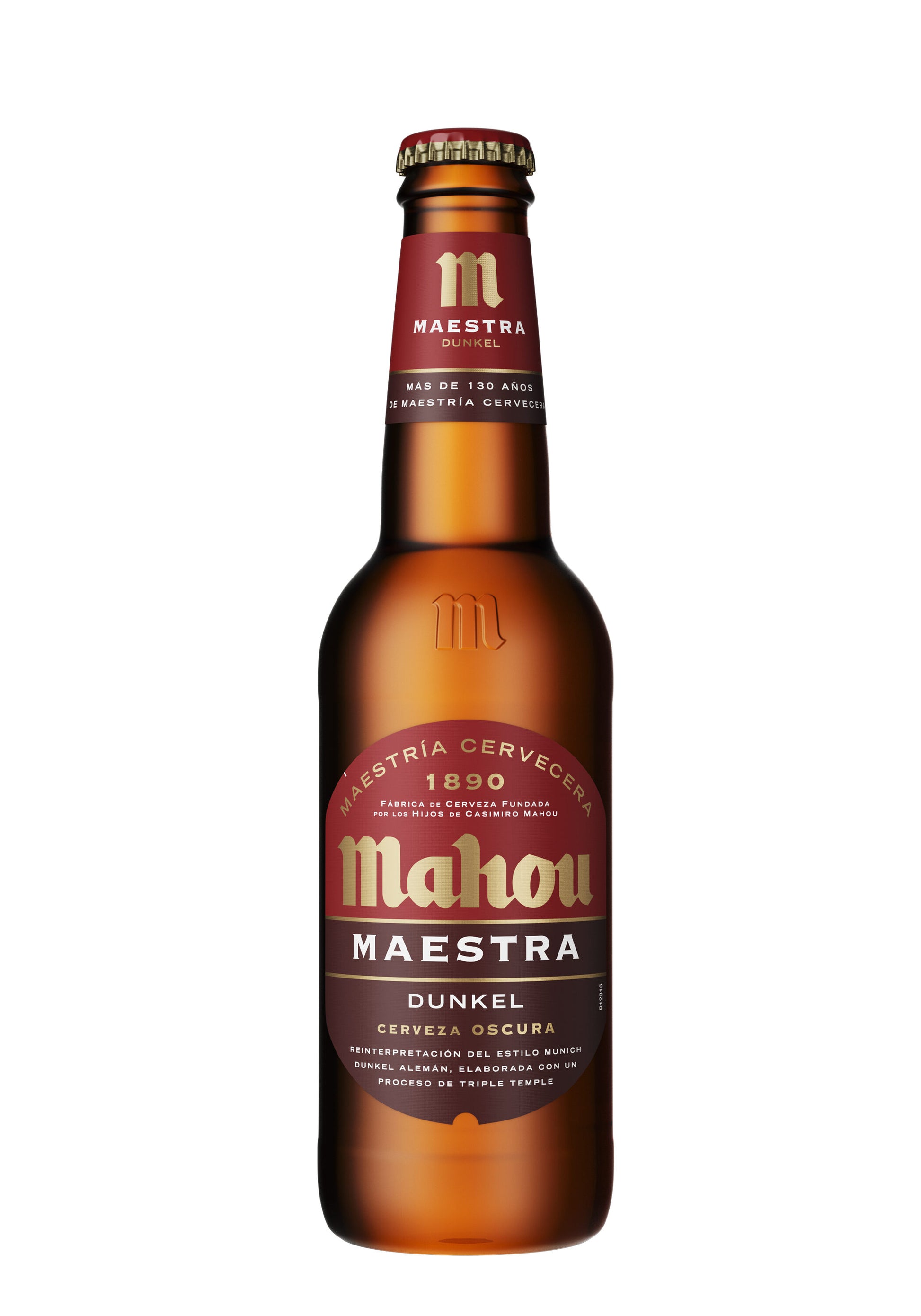 Cerveza dunkel maestra tostada cristal Mahou 330ml