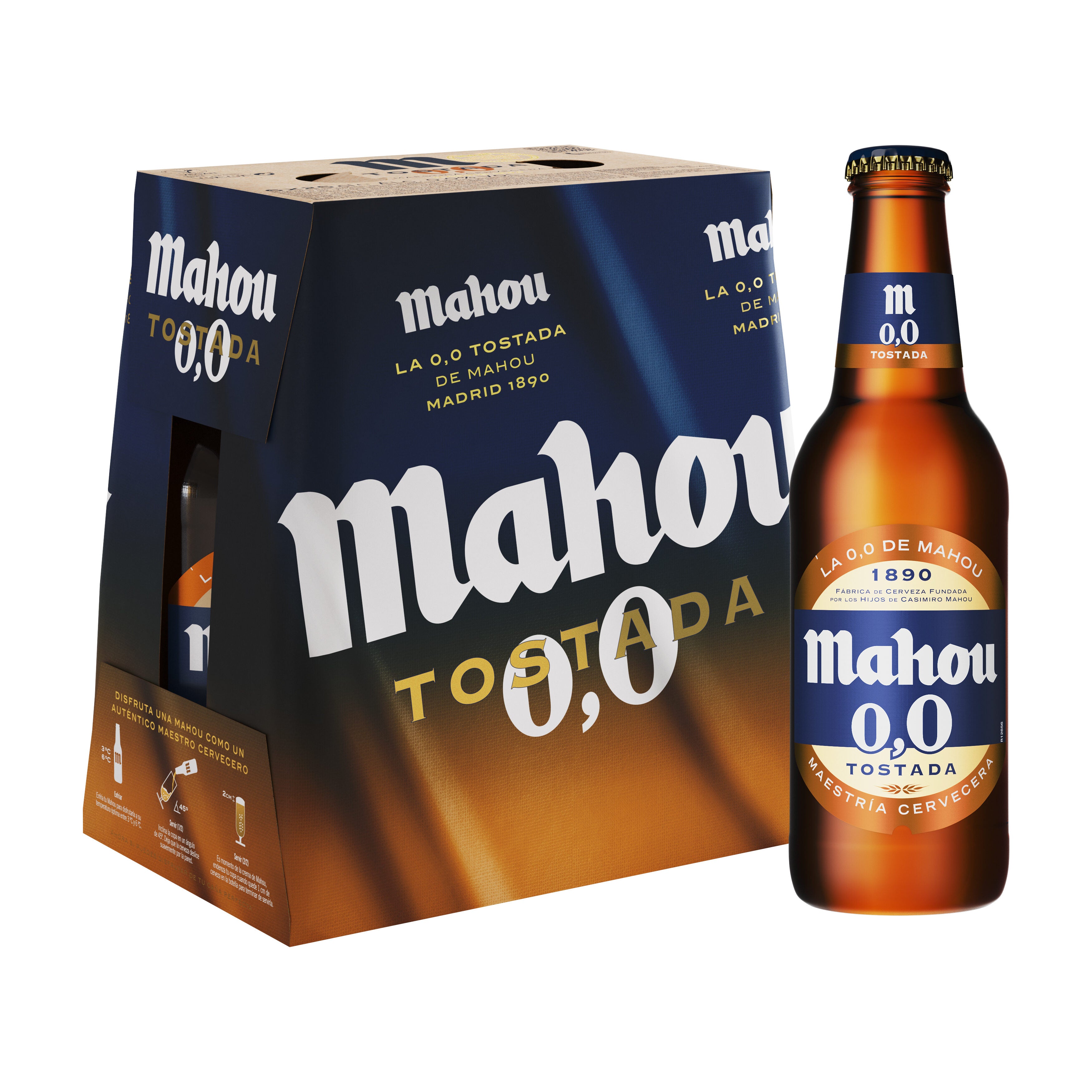 Cerveza s/alcohol tostada cristal Mahou p6 250ml/u