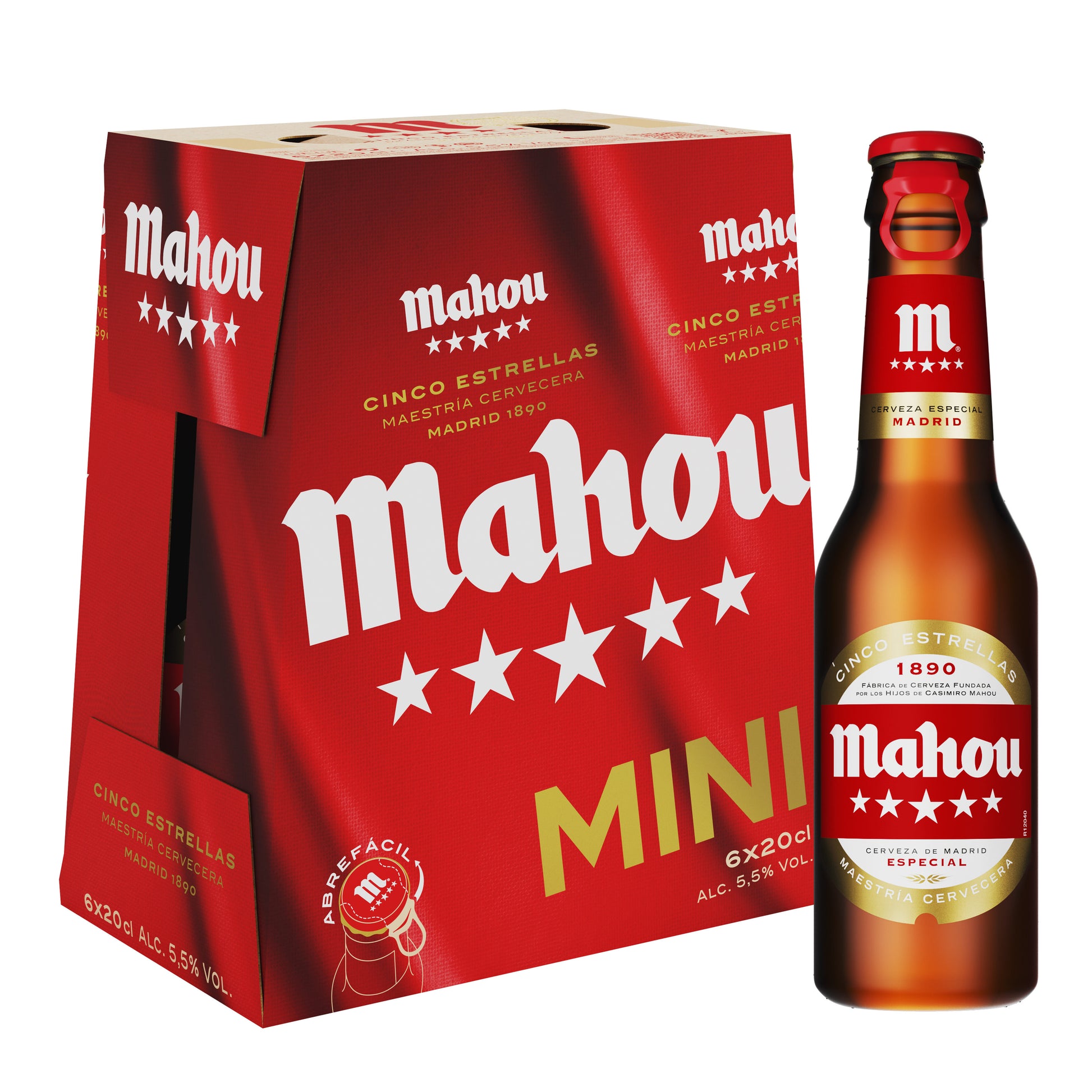 Cerveza 5 estrellas cristal Mahou p6 20cl/u