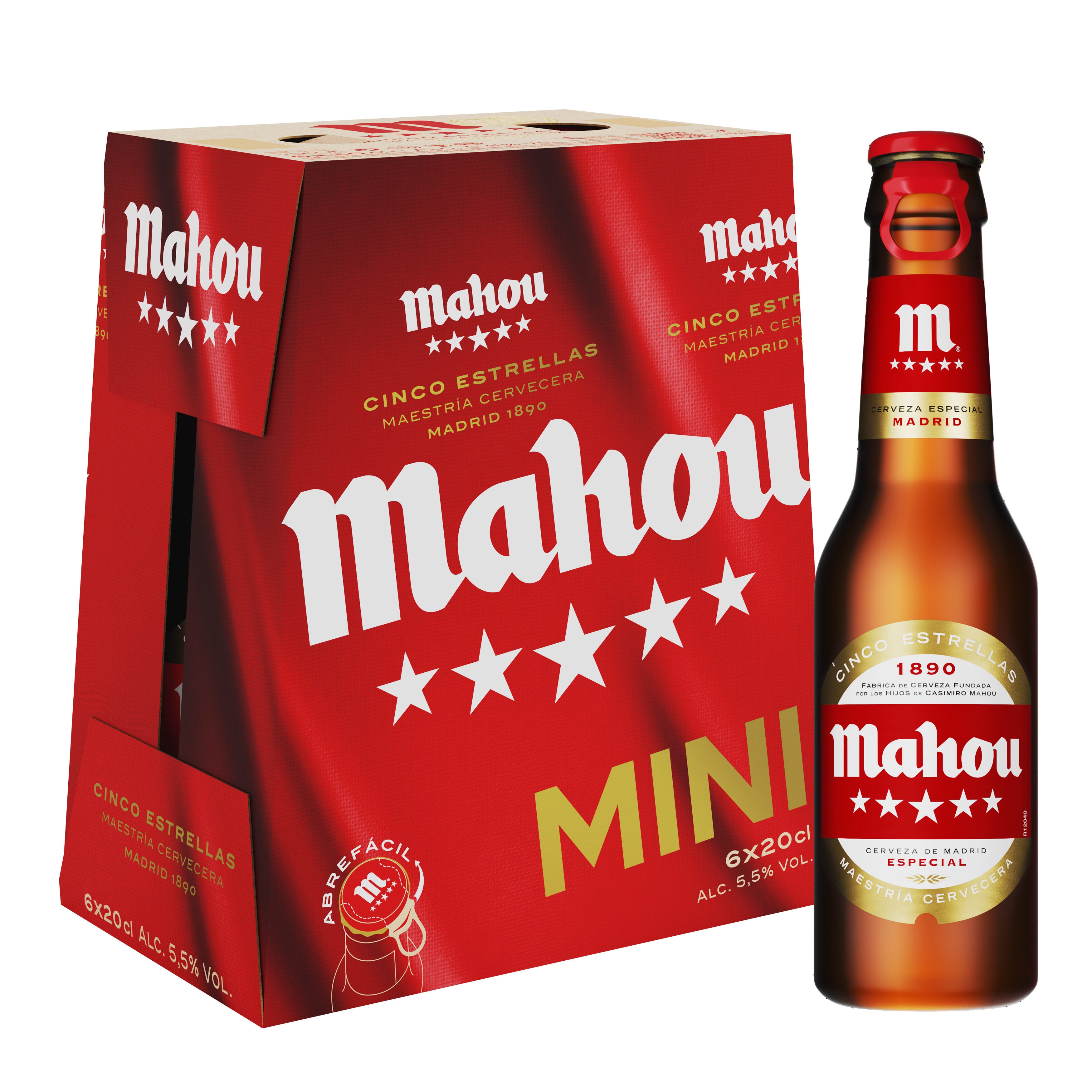 Cerveza 5 estrellas cristal Mahou p6 20cl/u