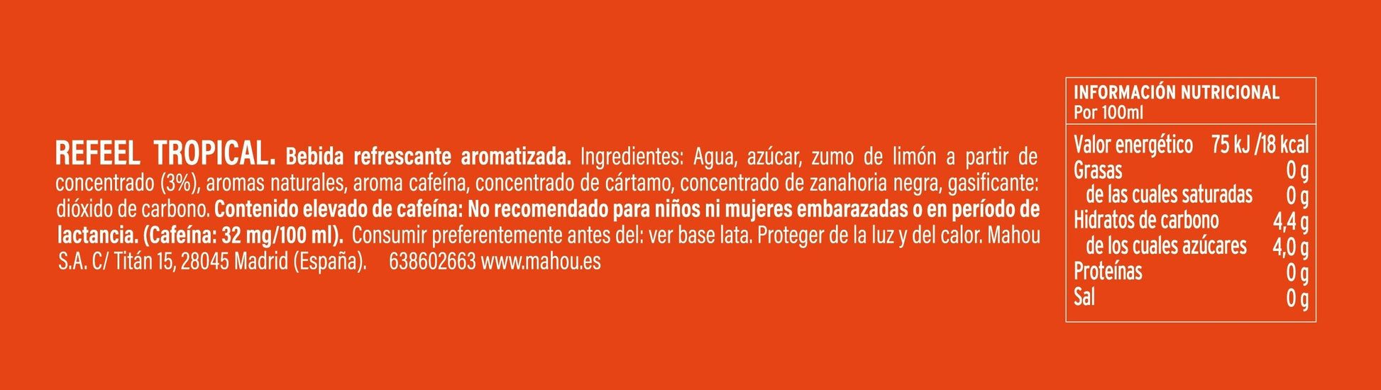 Bebida energética tropical Refeel 330ml