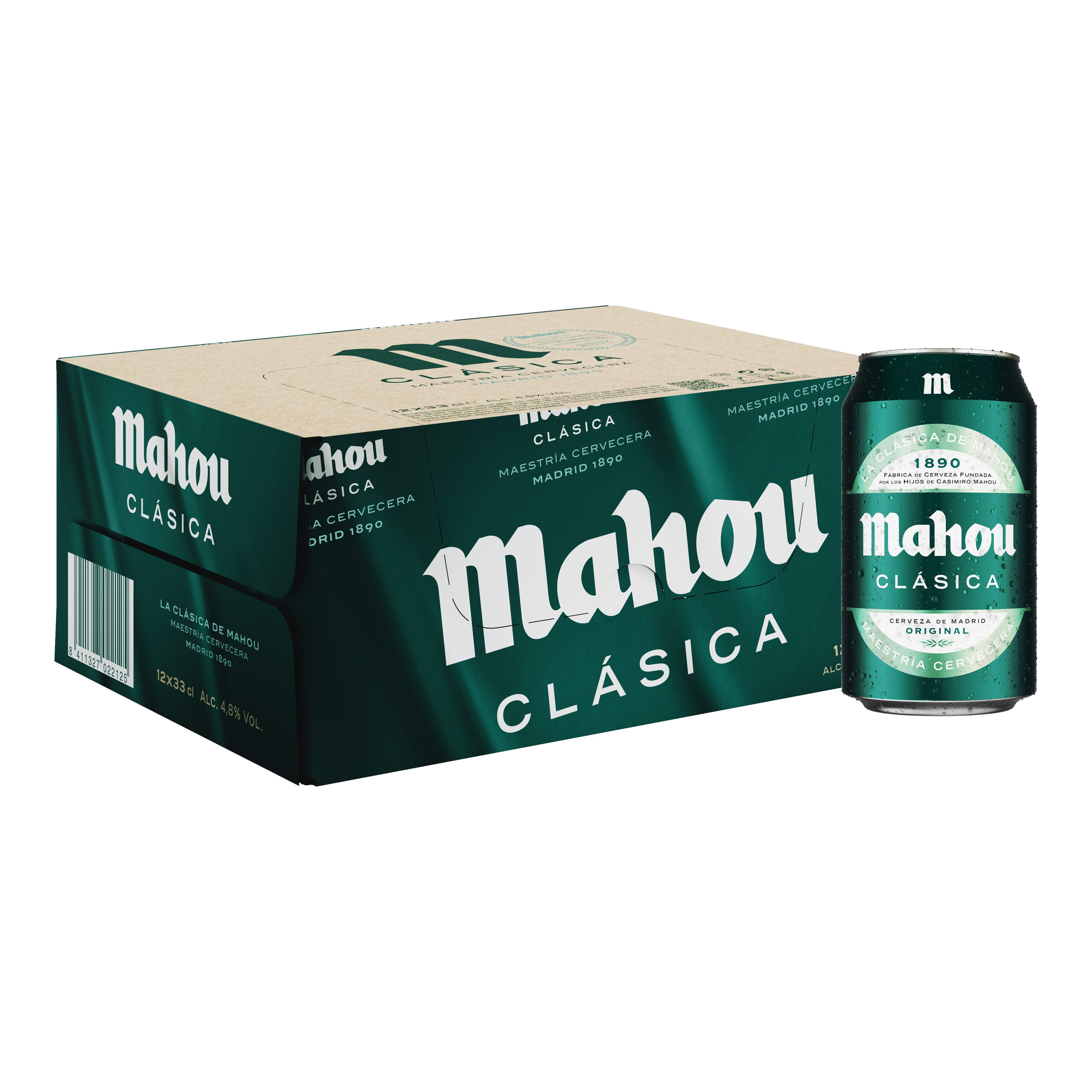 Cerveza clásica lata Mahou  p12 330ml/u