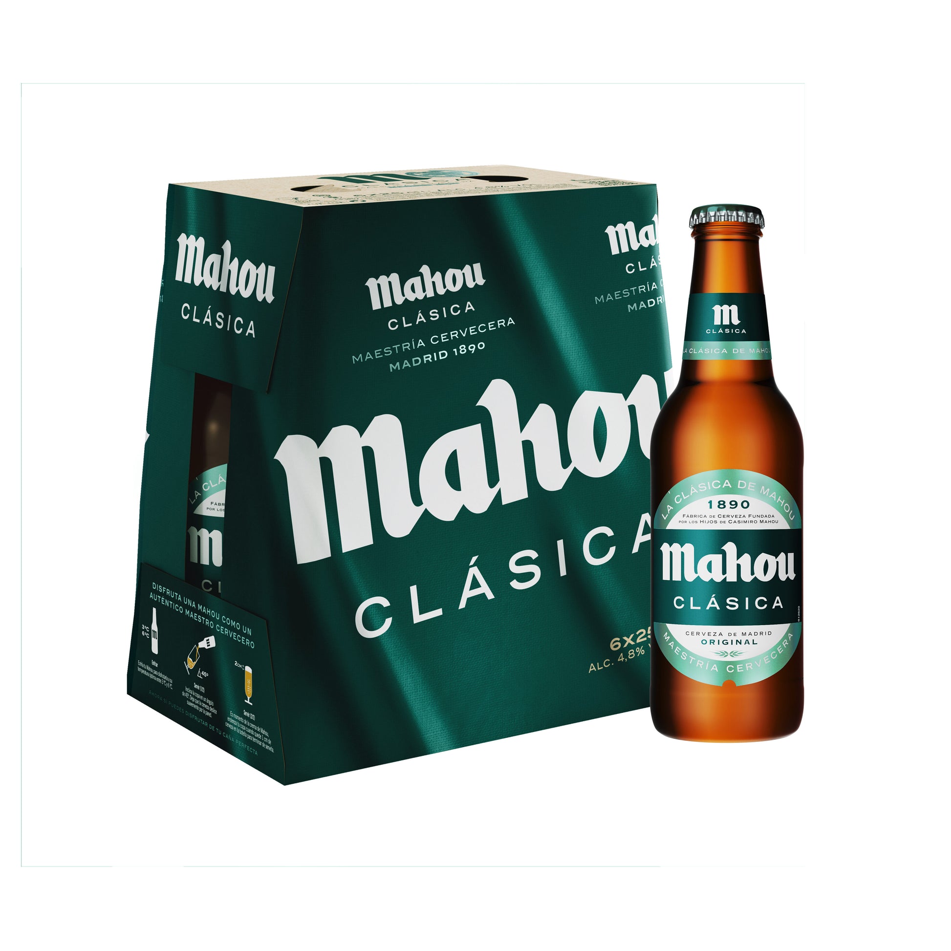 Cerveza clásica cristal Mahou p6 250ml/u