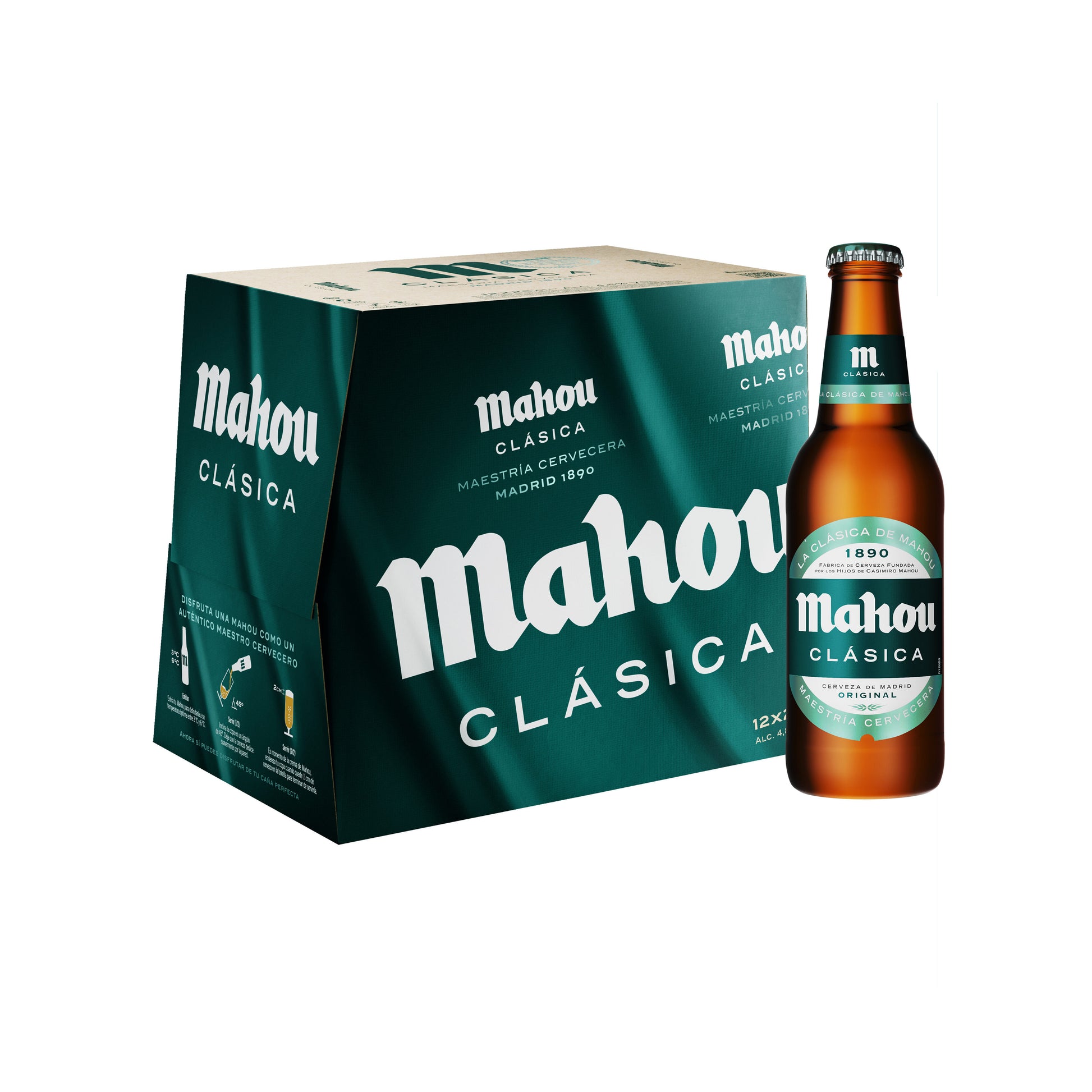 Cerveza clásica cristal Mahou p12 250ml/u