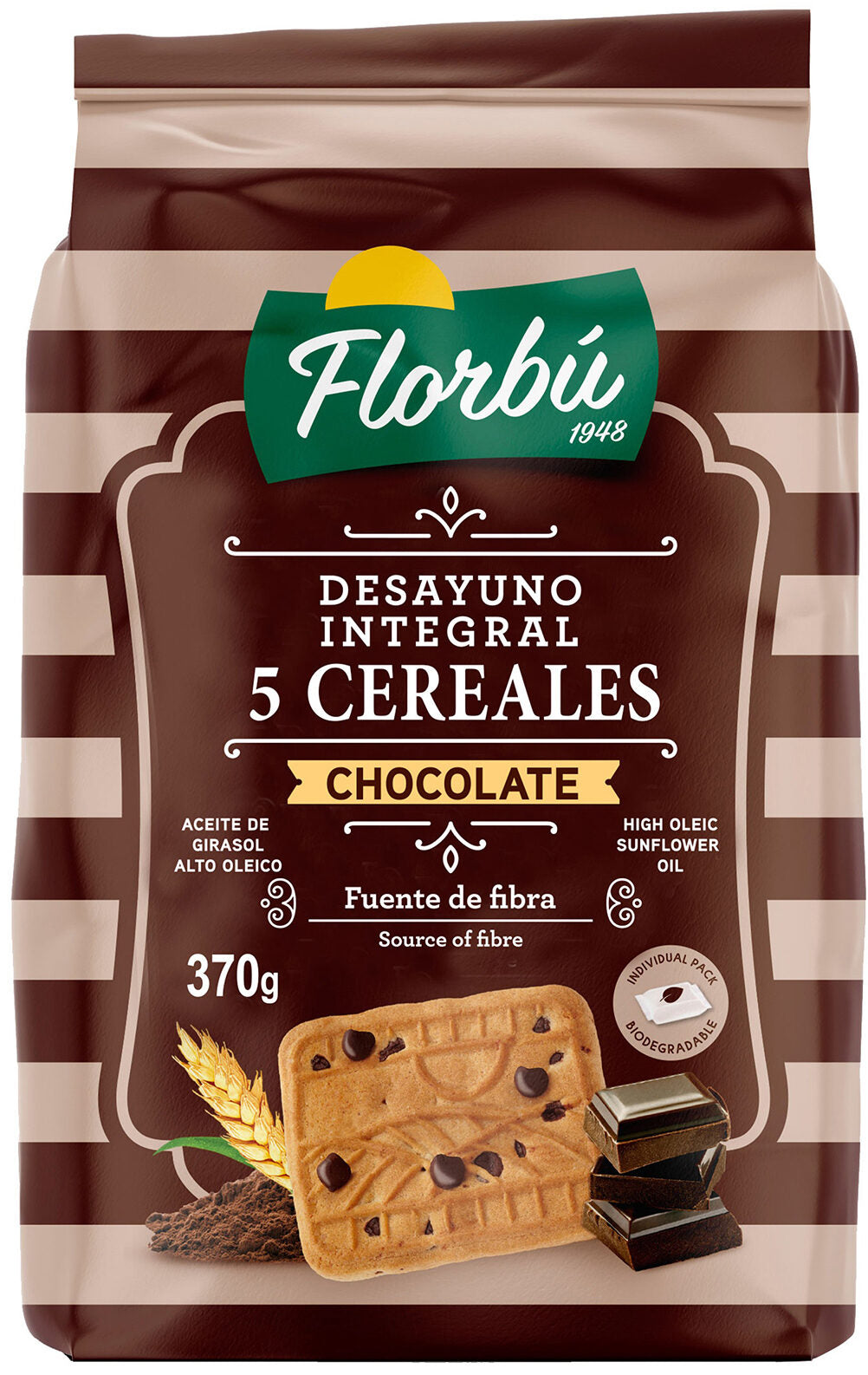 Galleta 5 cereal choco Florbu 370g