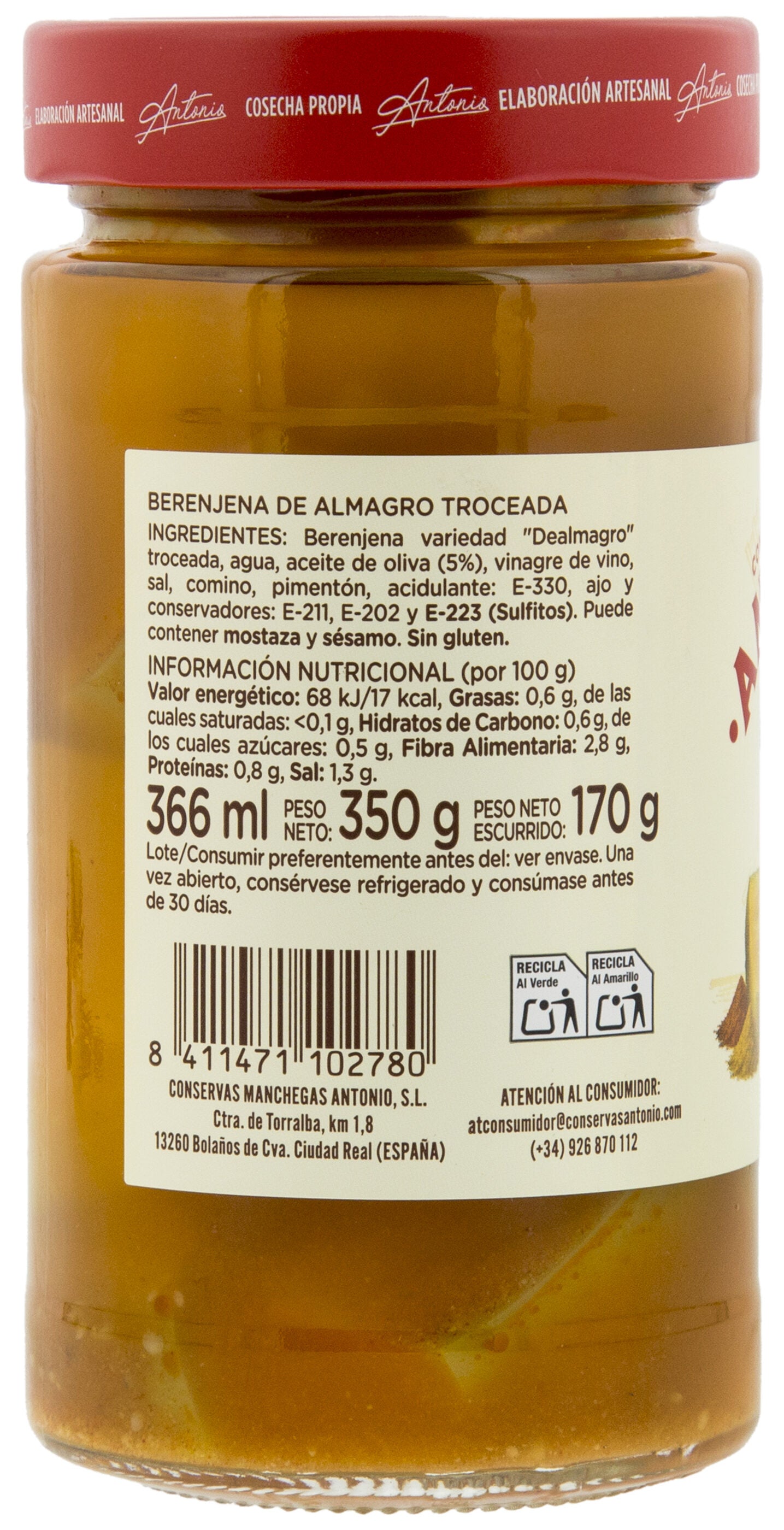 Berenjena trozos cristal Antonio 170g escurr