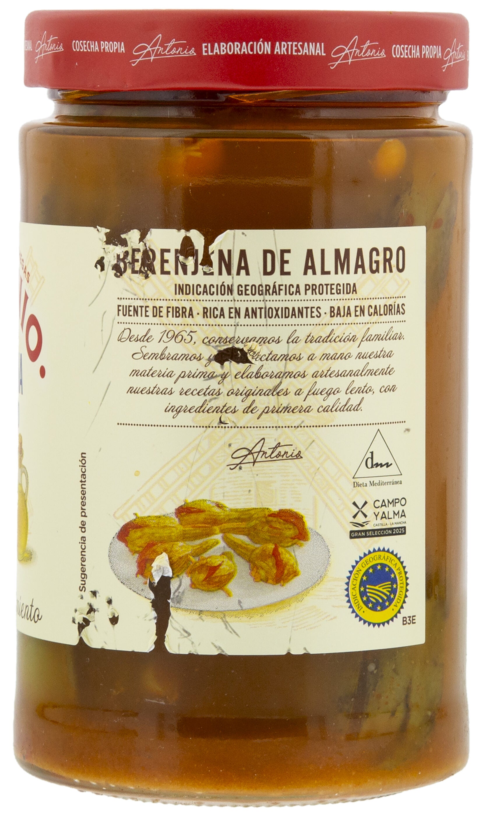 Berenjena rellena pimientos cristal Antonio 300g escurr