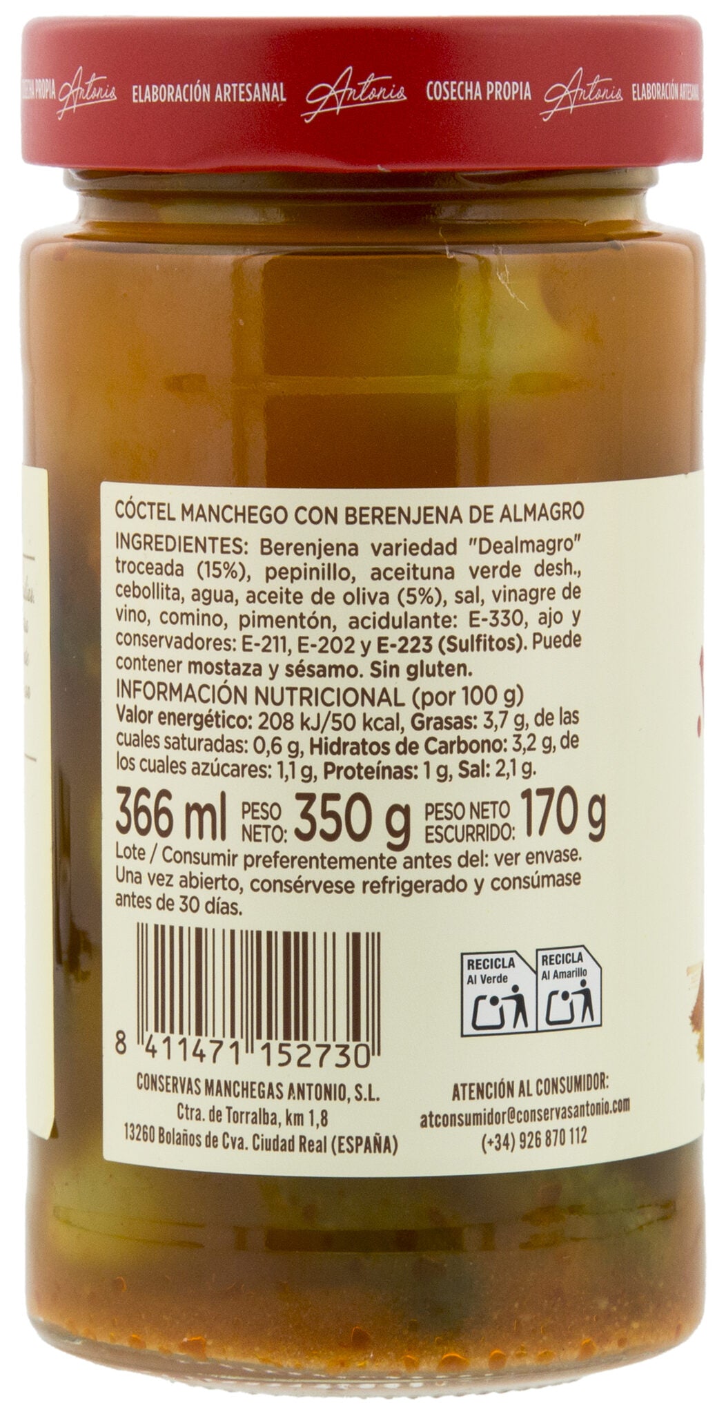 Cóctel manchego cristal Antonio 170g escurr