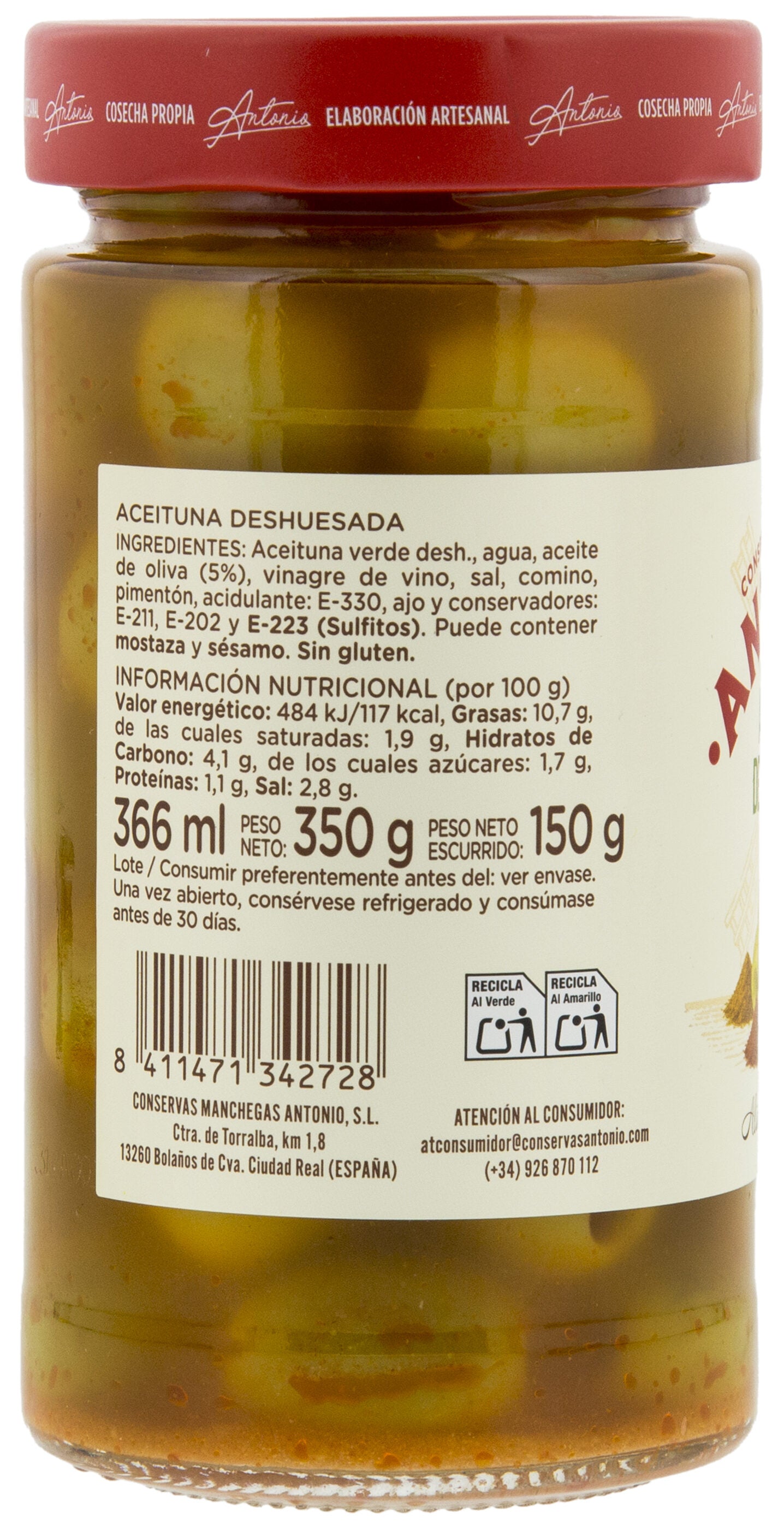 Aceituna manchega cristal Antonio 150g escurr
