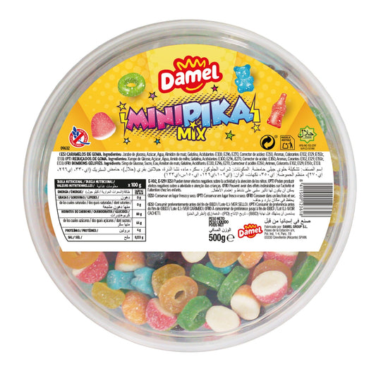 Gominolas surtido minipika tarrina Damel 500g La Despensa