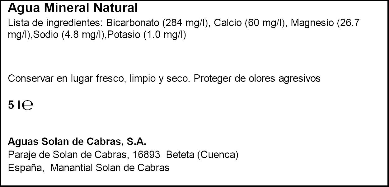 Agua garrafa Solán de cabras 5l