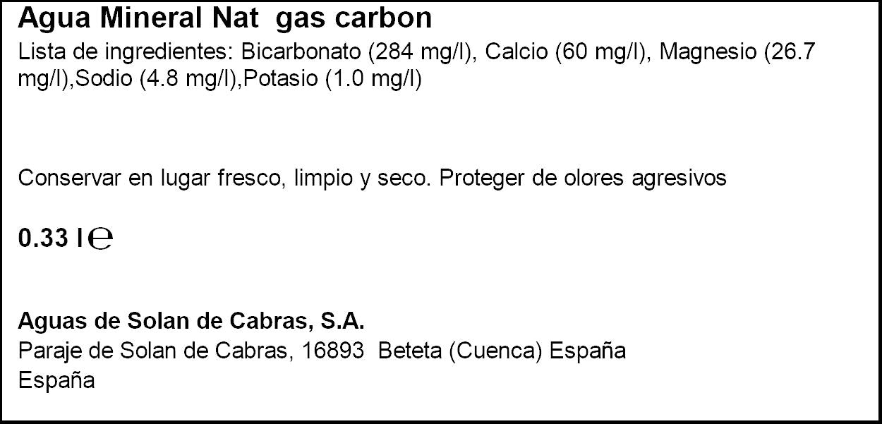 Agua con gas Solan de cabras 330ml