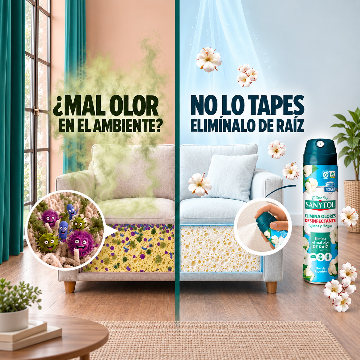 Ambientador aerosol desinfect tejidos hogar Sanytol 250g