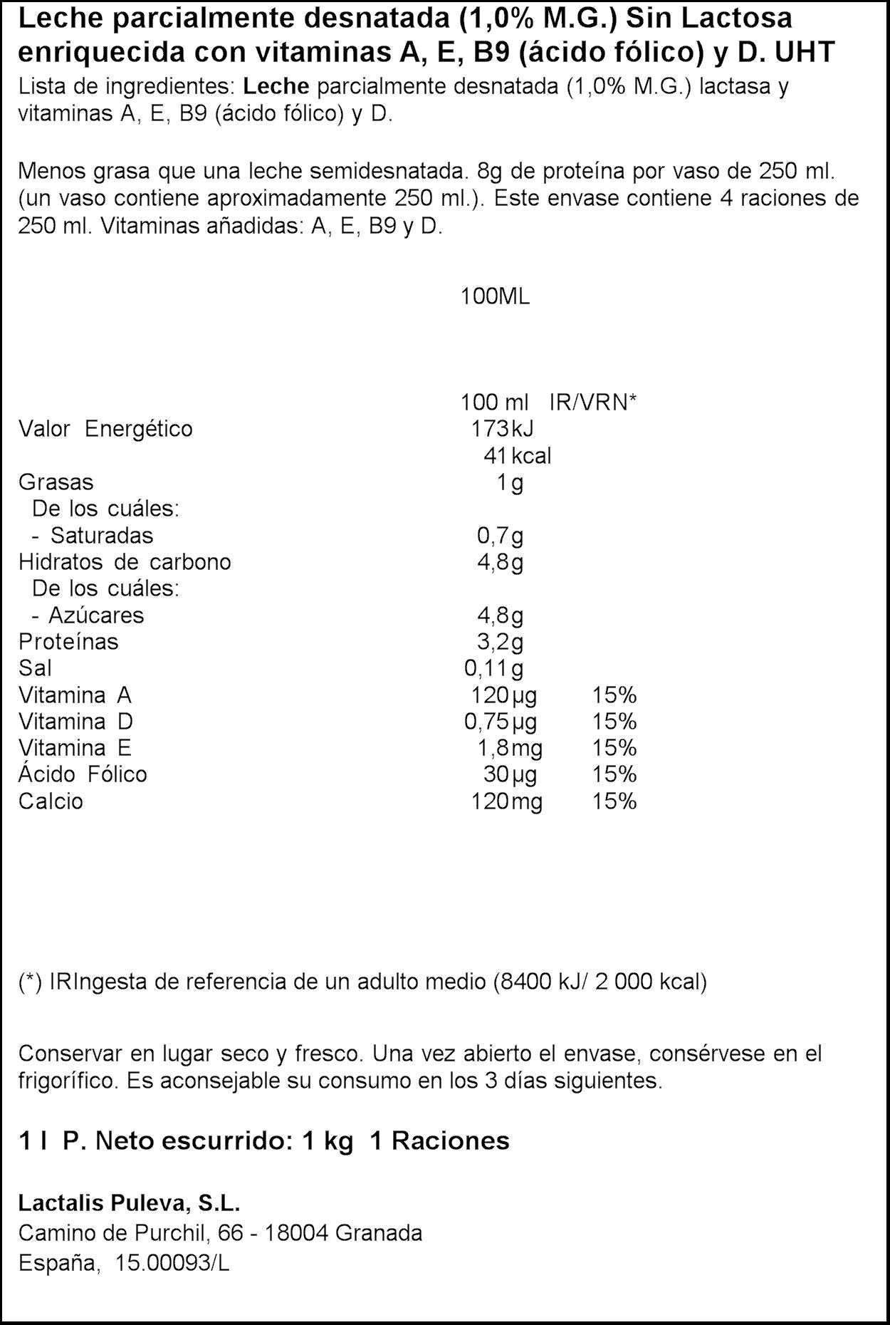 Leche semidesnatada botella s/lactosa Puleva 1l
