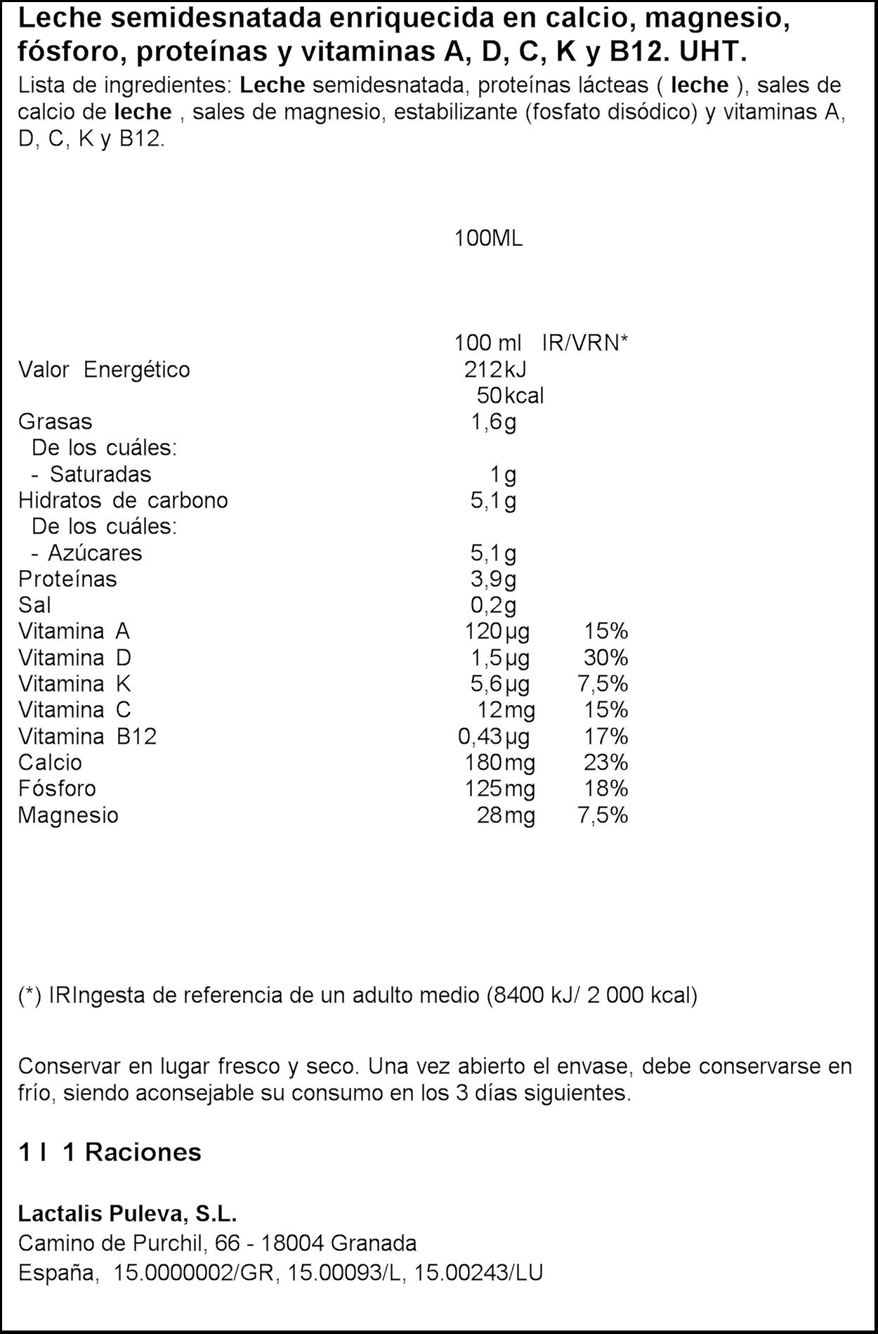 Leche semidesnatada calcio Puleva 1l