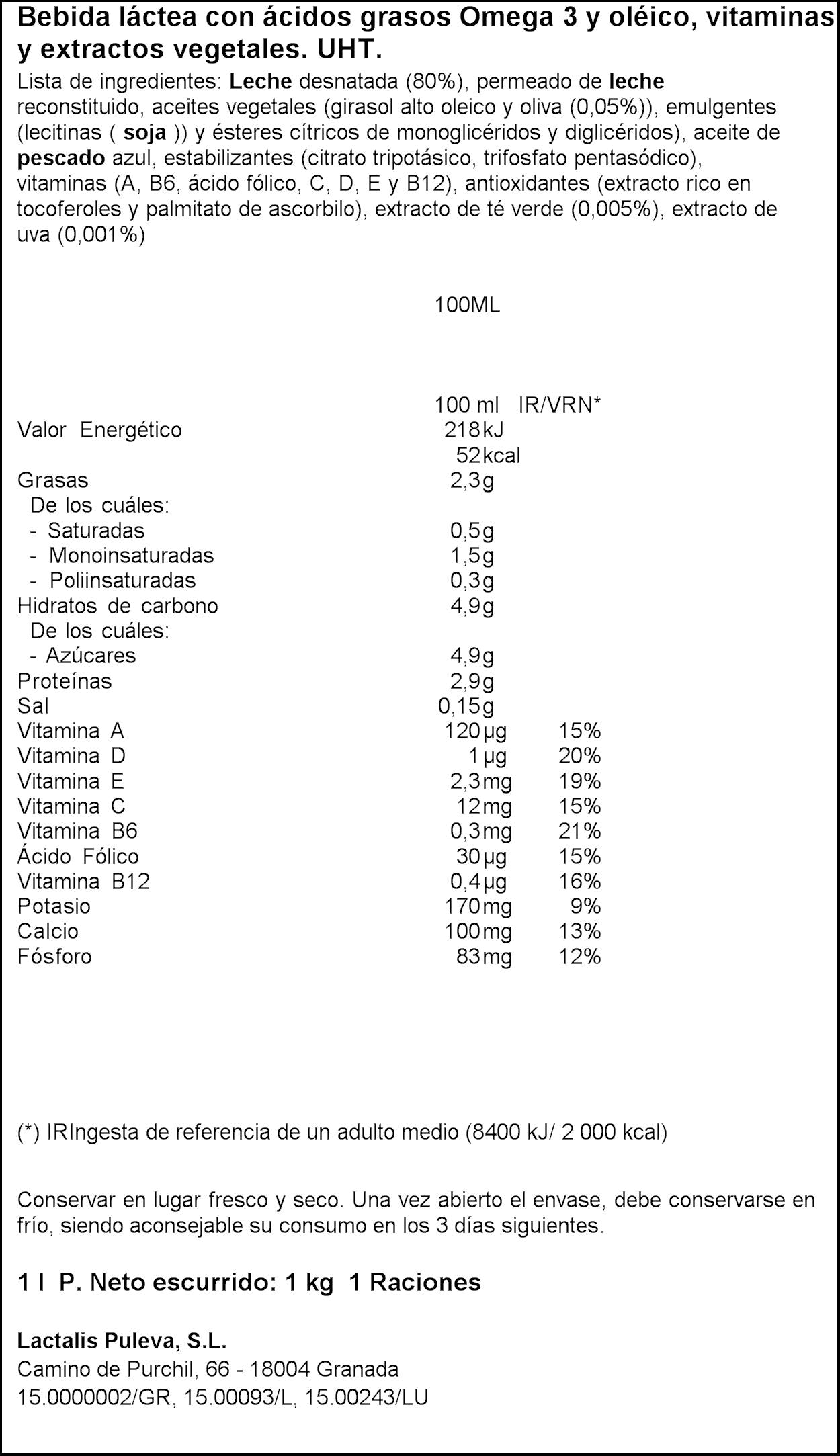 Preparado lacteo colesterol omega 3 Puleva 1l