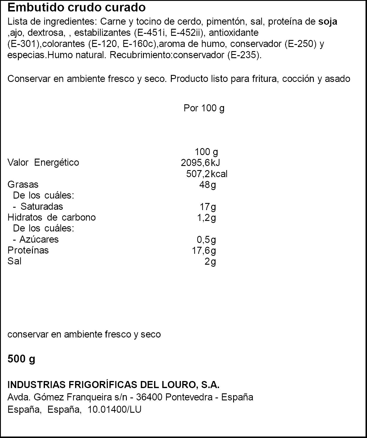 Chorizo en red Coren 500g