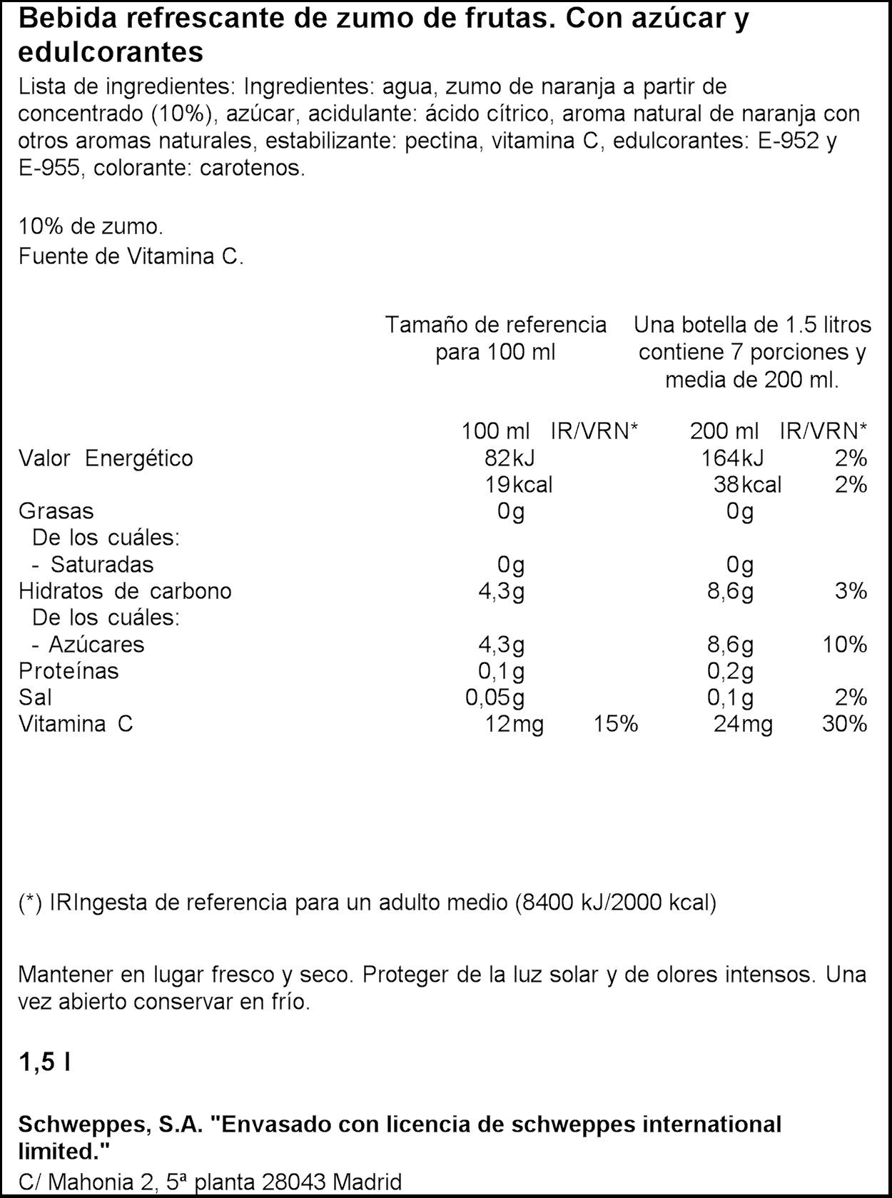 Refresco naranja  Trina 1.5l
