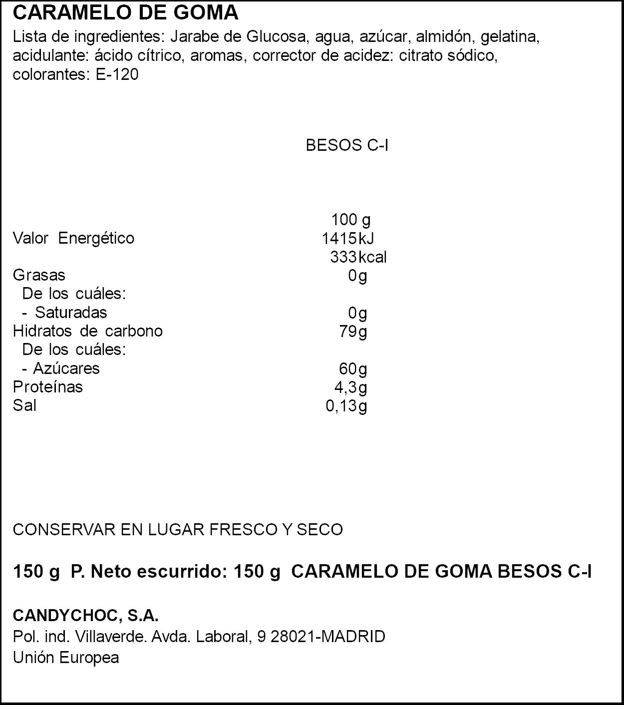 Gominola beso y fresa blanda Miguelañez 150g