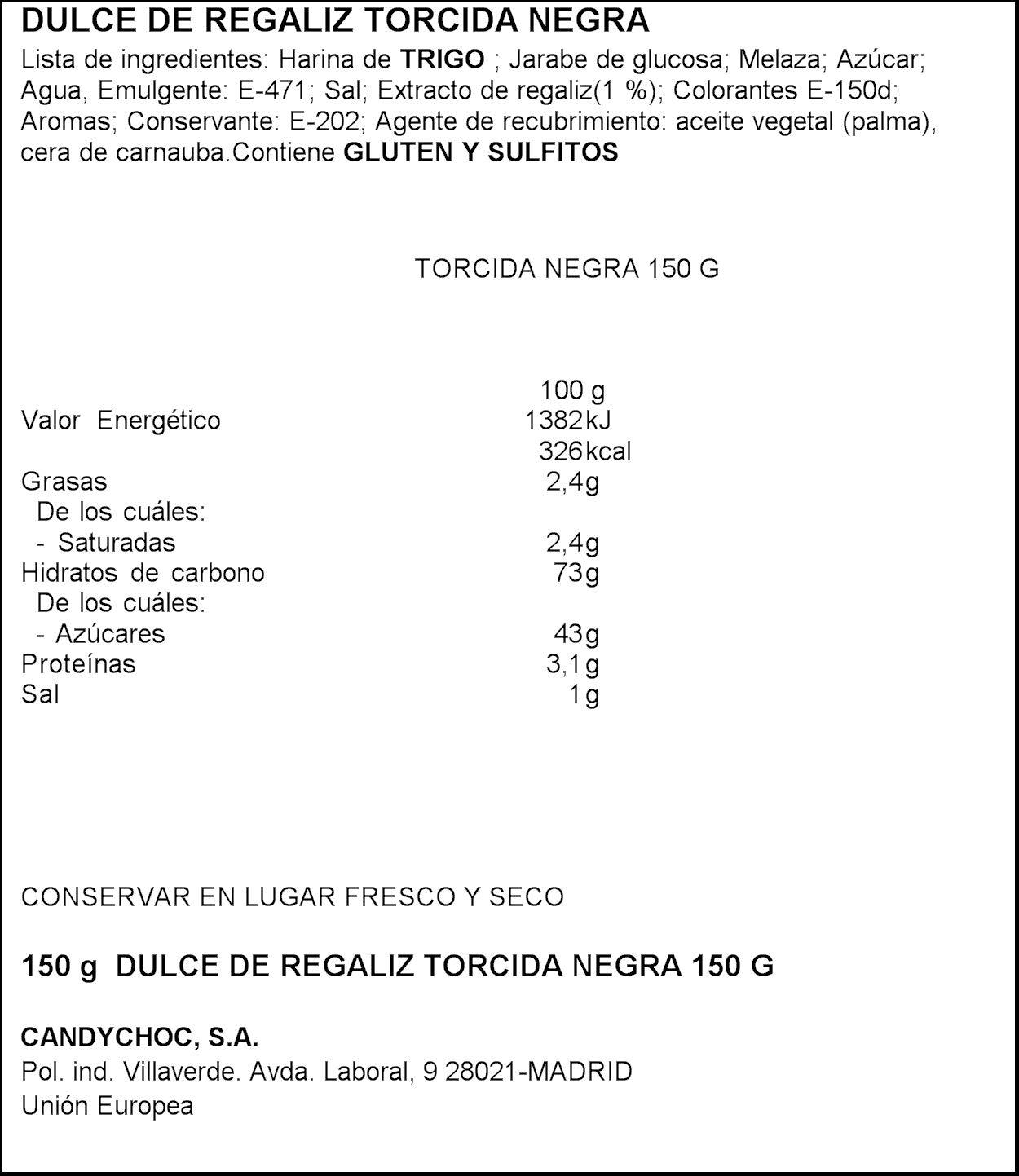 Regaliz torcido negro Miguelañez 150g