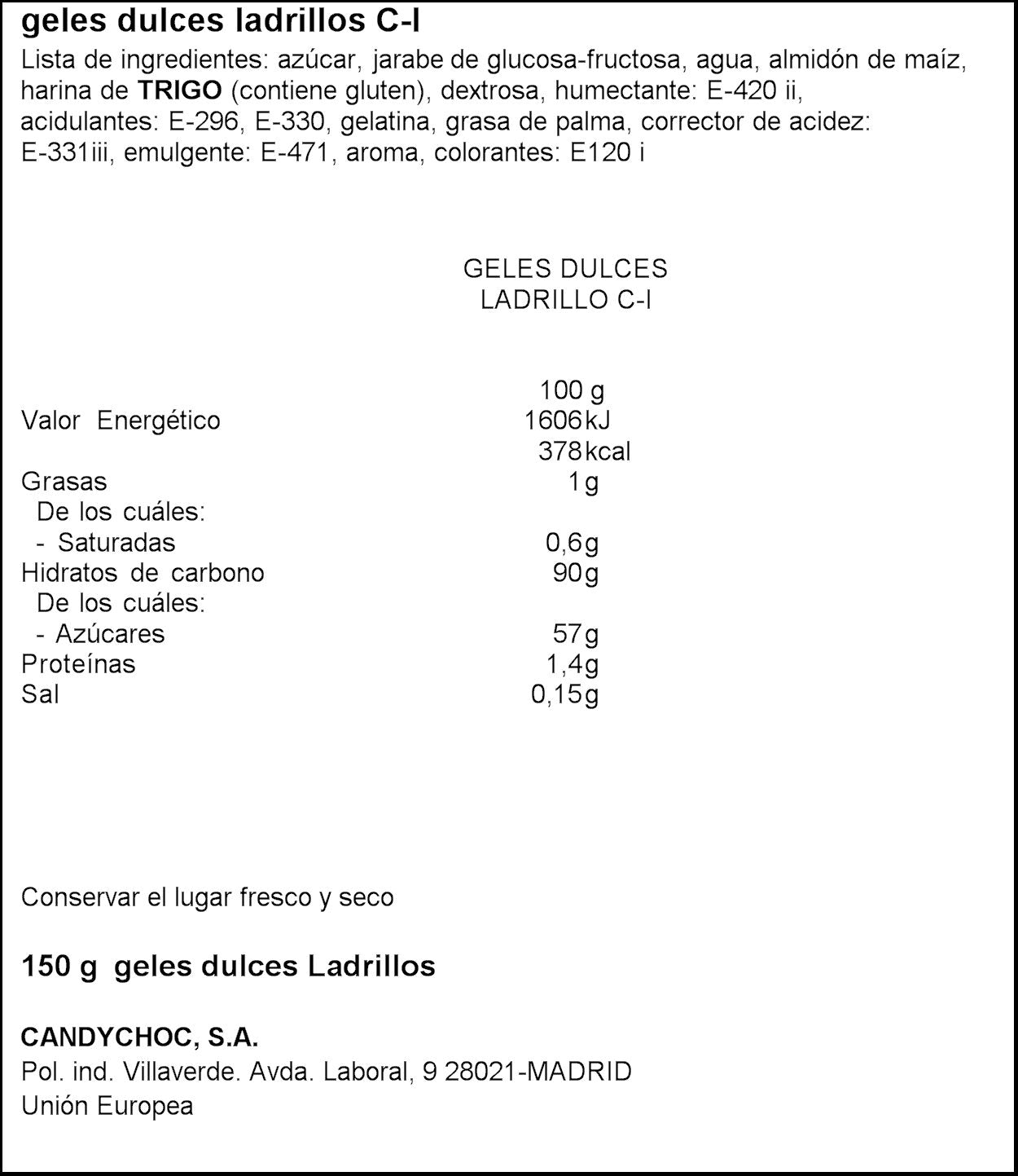 Geles dulces ladrillos pica Miguelañez 150g