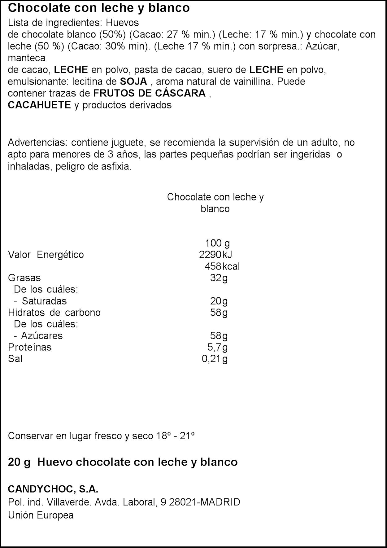Huevo sorpresa chocolate con leche licencias mix Miguelañez 20g