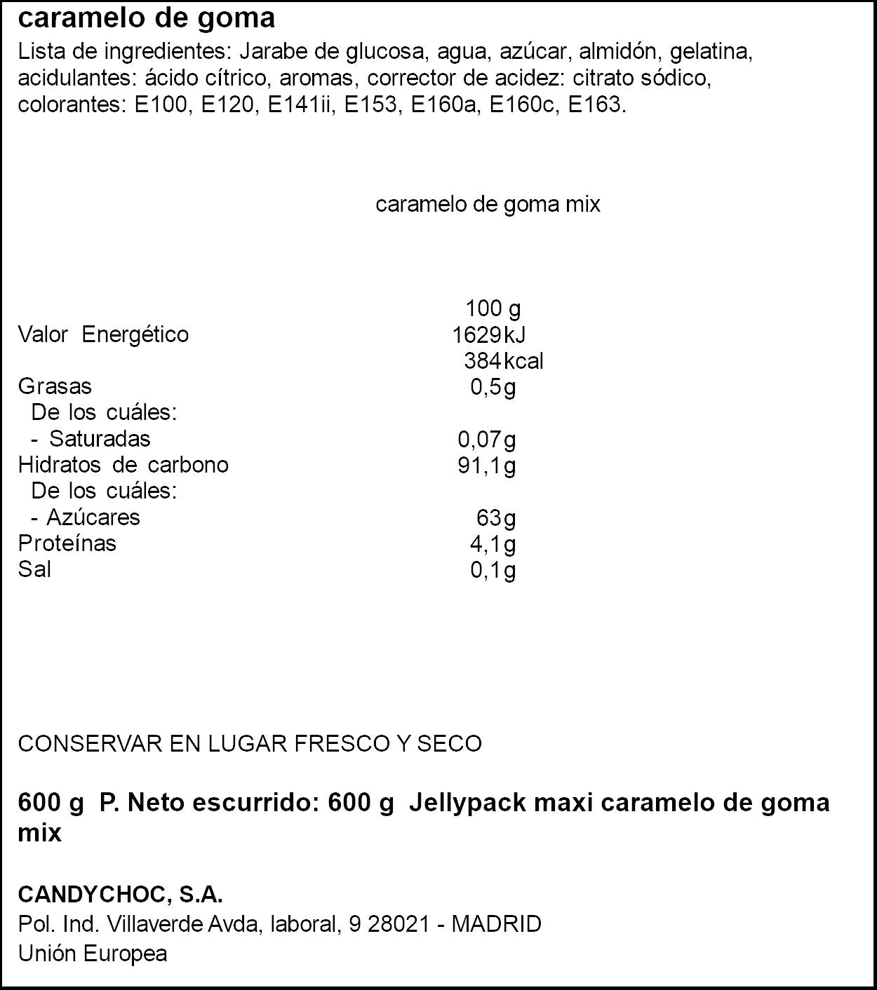 Surtido gominolas bote maxi Miguelañez 600g
